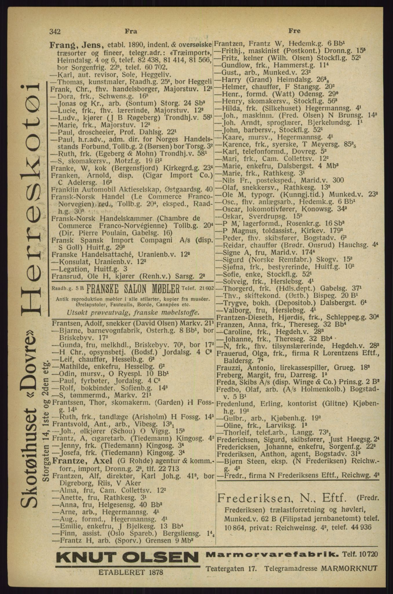 Kristiania/Oslo adressebok, PUBL/-, 1927, s. 342