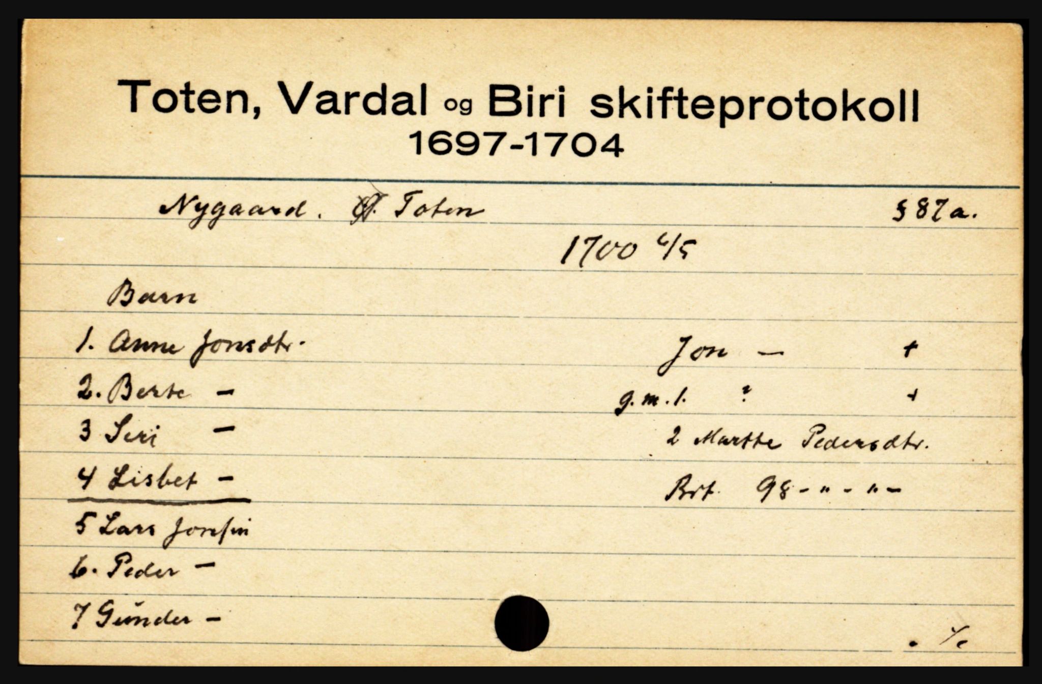 Toten tingrett, SAH/TING-006/J, 1657-1903, s. 14579