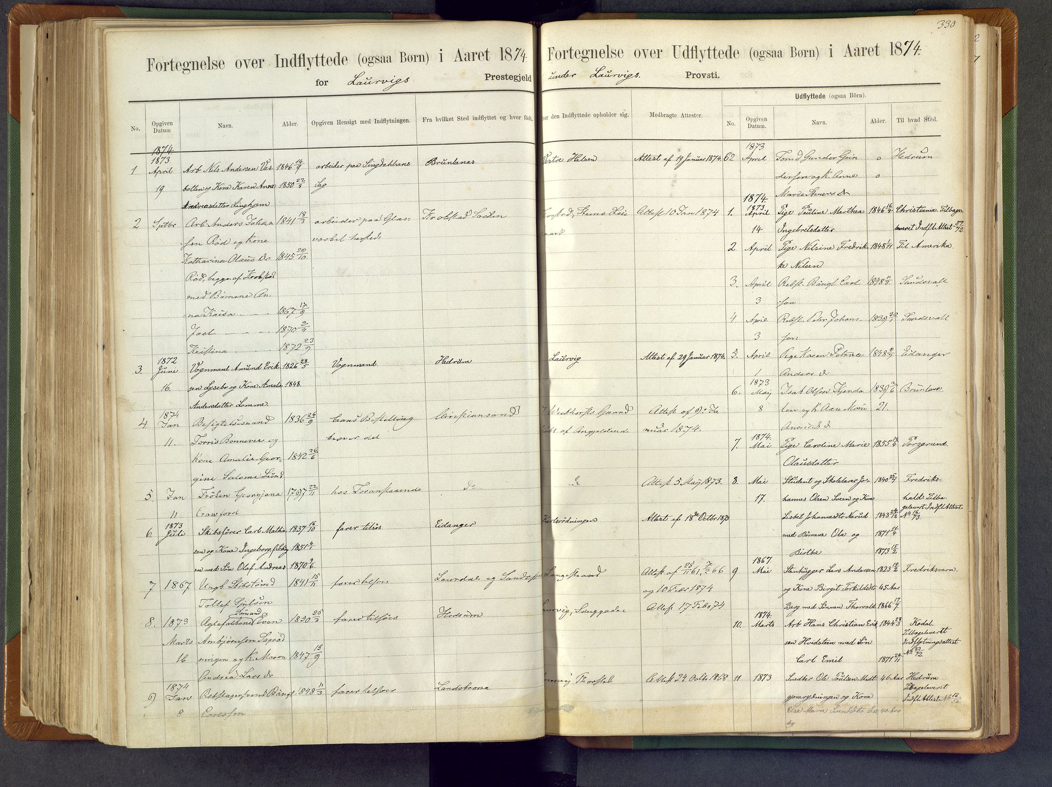 Larvik kirkebøker, SAKO/A-352/F/Fa/L0007: Ministerialbok nr. I 7, 1871-1883, s. 330