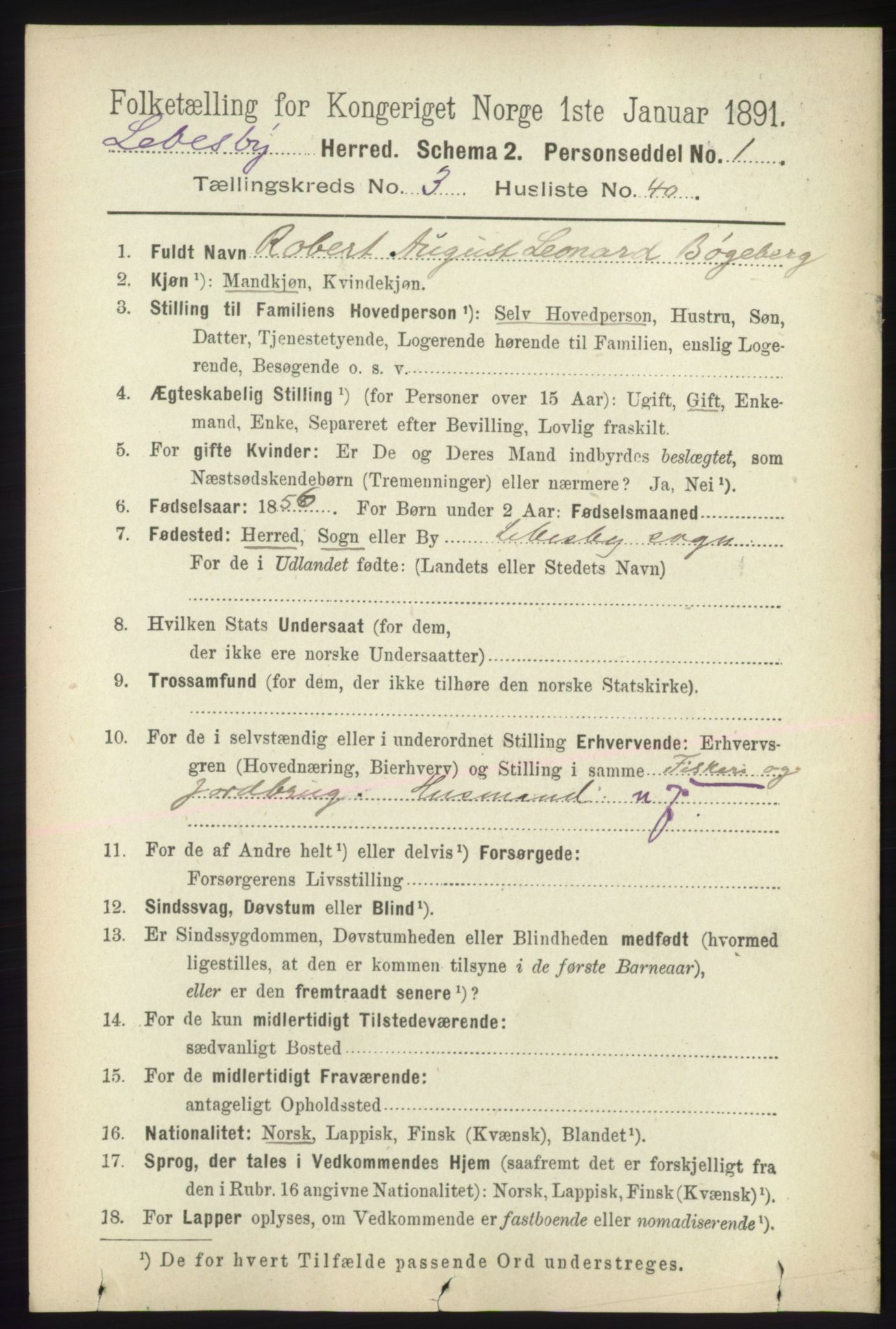 RA, Folketelling 1891 for 2022 Lebesby herred, 1891, s. 964
