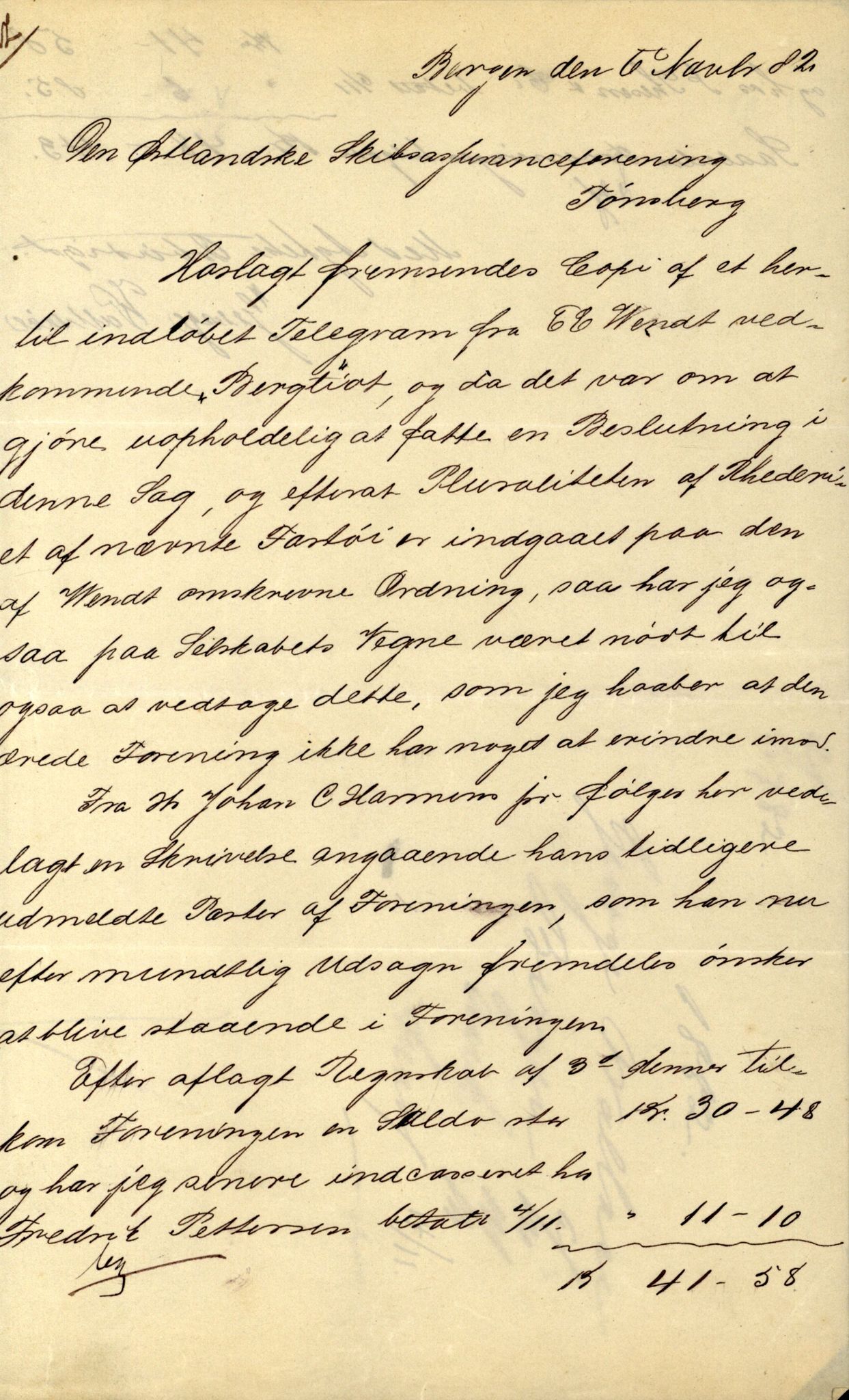 Pa 63 - Østlandske skibsassuranceforening, VEMU/A-1079/G/Ga/L0015/0011: Havaridokumenter / Carl Johan, Bergljot, Baticola, Saga, 1882, s. 25