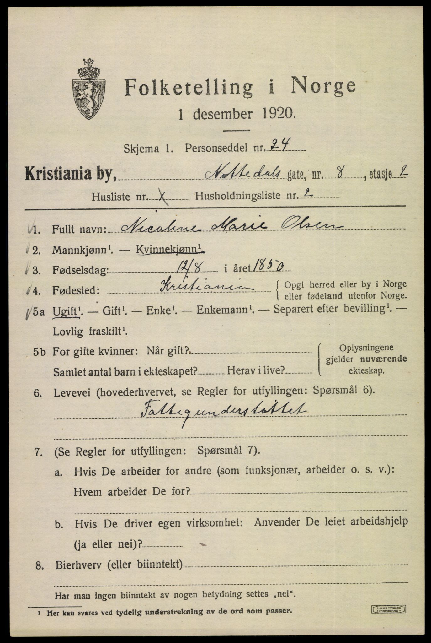 SAO, Folketelling 1920 for 0301 Kristiania kjøpstad, 1920, s. 417617