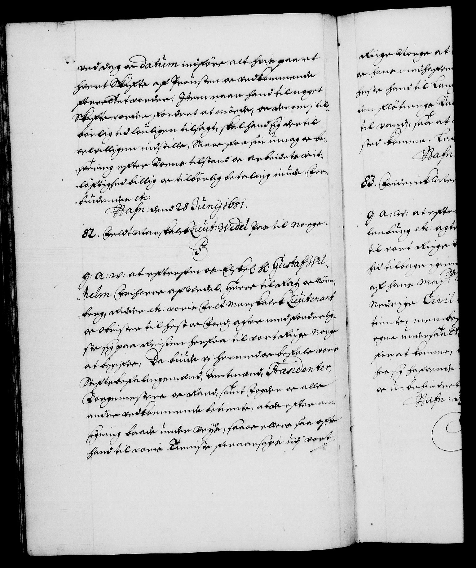 Danske Kanselli 1572-1799, RA/EA-3023/F/Fc/Fca/Fcaa/L0013: Norske registre (mikrofilm), 1681-1684, s. 60b