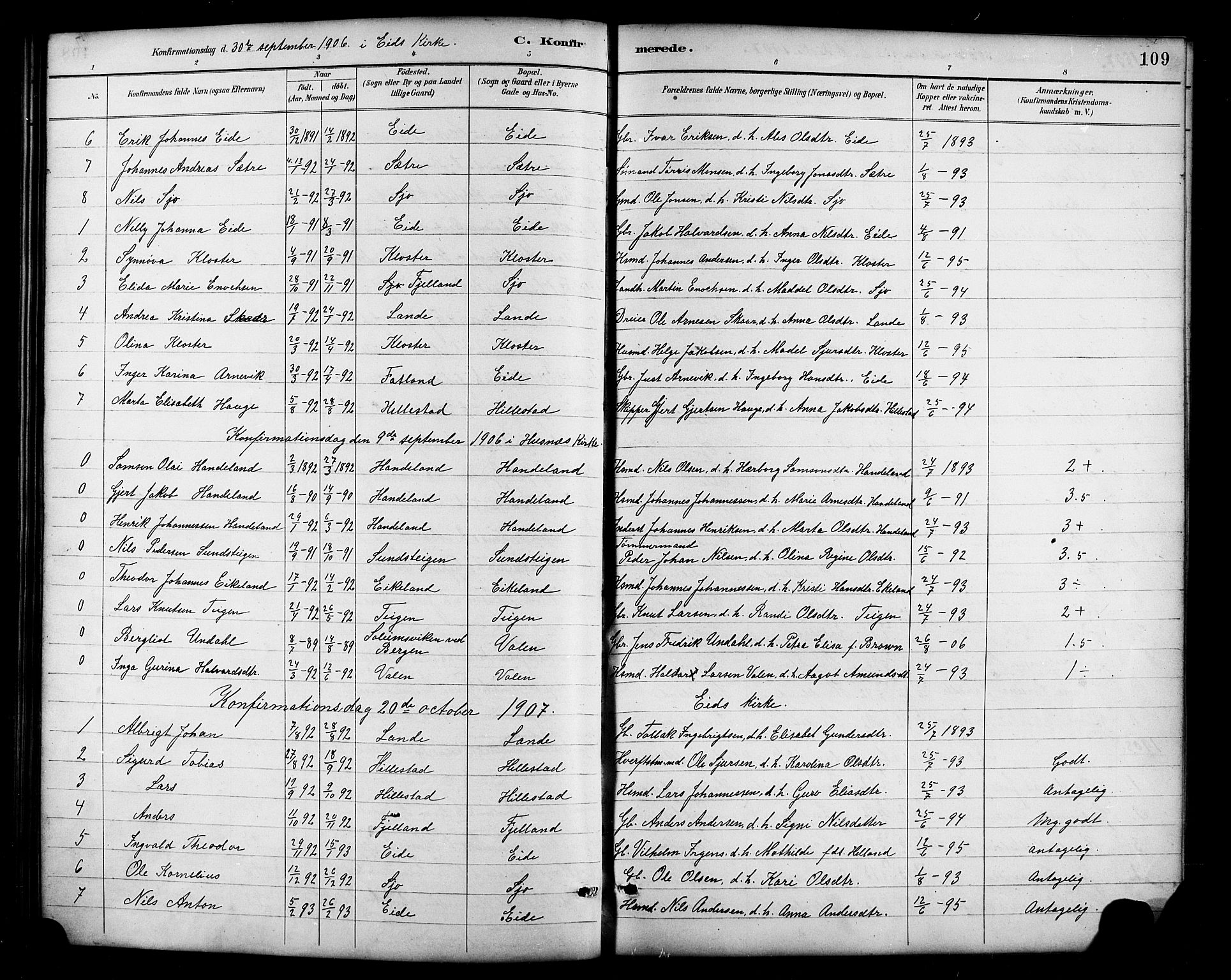 Fjelberg sokneprestembete, AV/SAB-A-75201/H/Hab: Klokkerbok nr. B 4, 1889-1919, s. 109