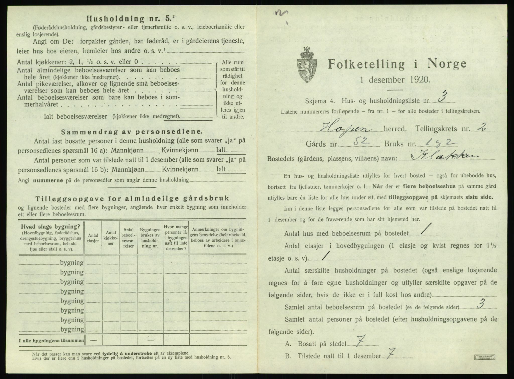 SAT, Folketelling 1920 for 1575 Hopen herred, 1920, s. 164