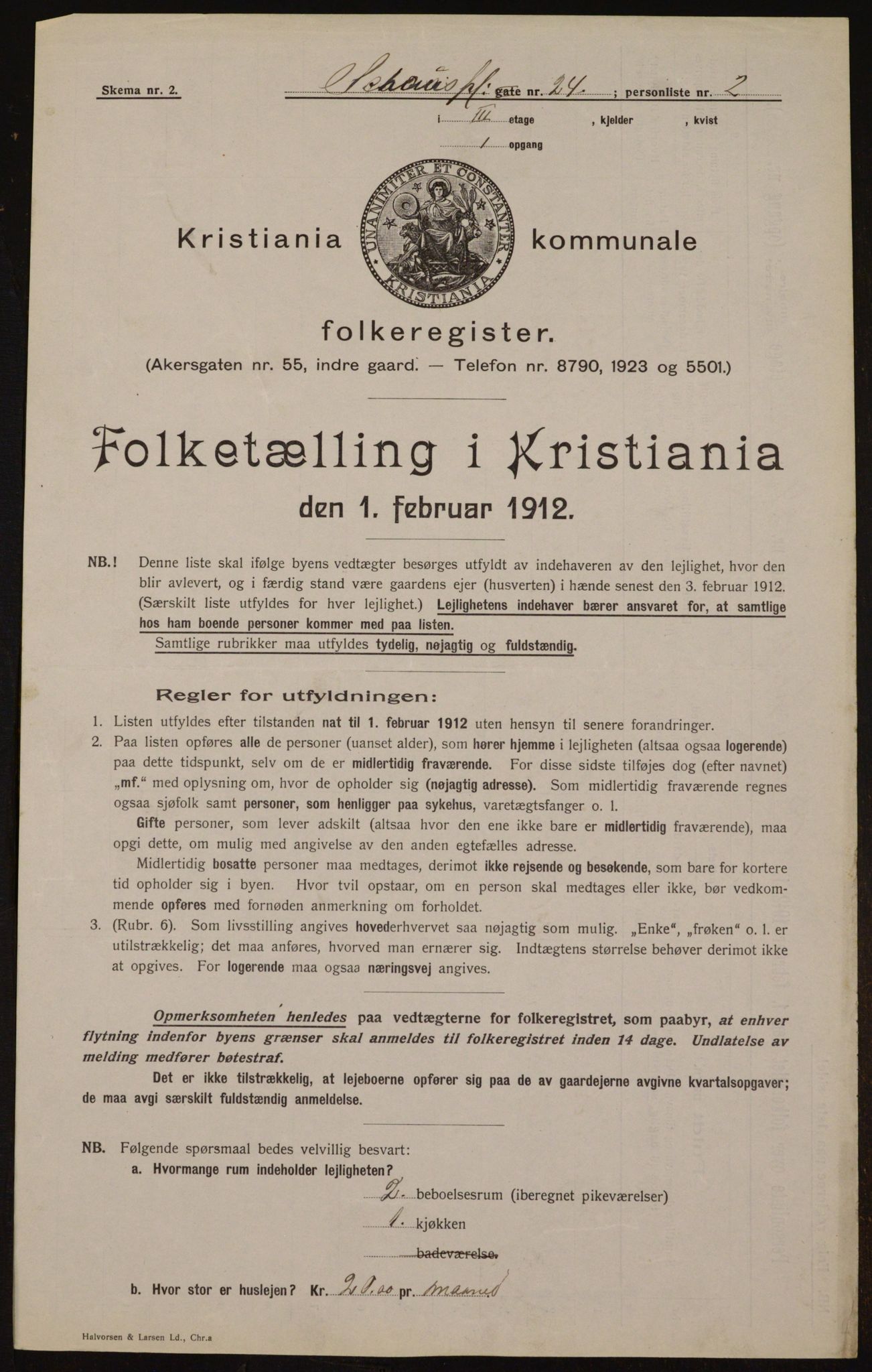 OBA, Kommunal folketelling 1.2.1912 for Kristiania, 1912, s. 90733