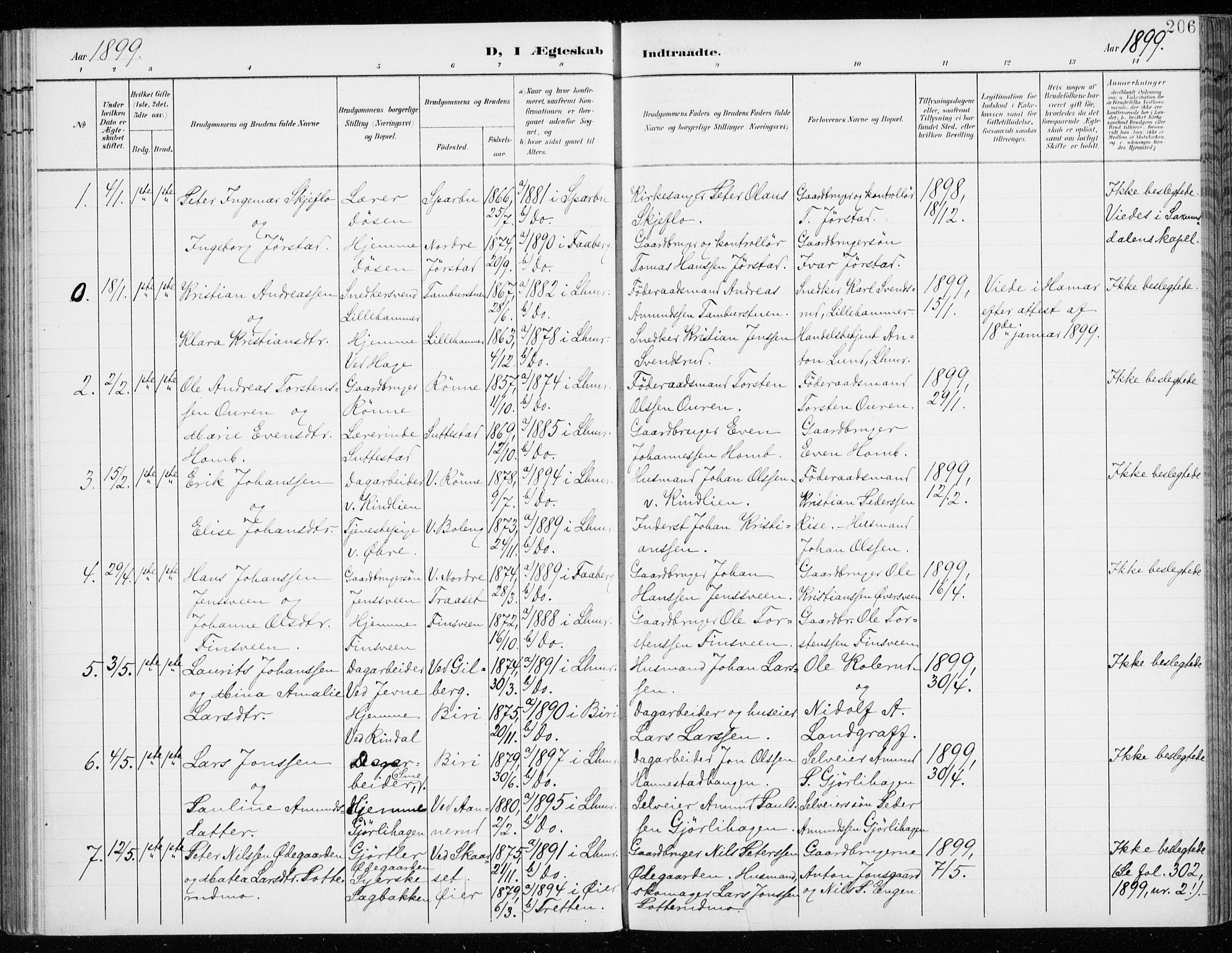 Fåberg prestekontor, AV/SAH-PREST-086/H/Ha/Haa/L0011: Ministerialbok nr. 11, 1899-1913, s. 206