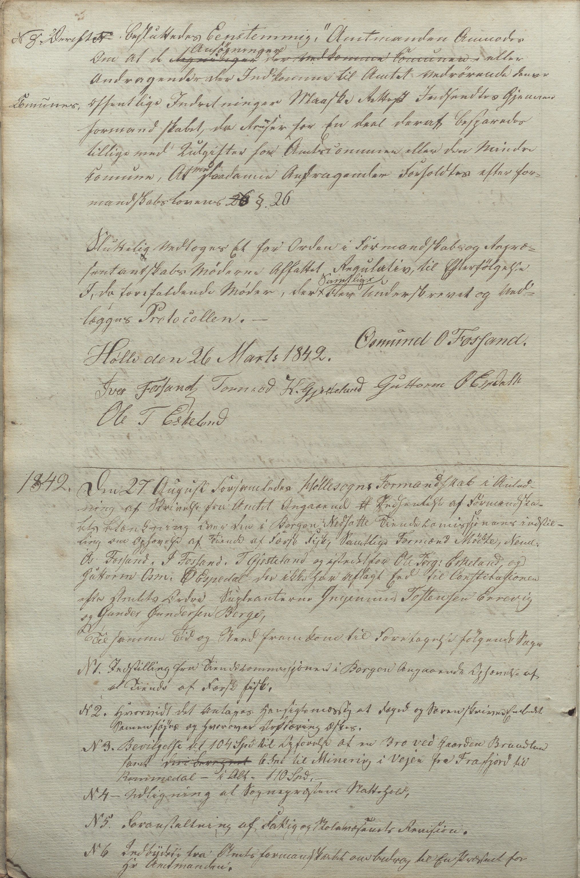 Høle kommune - Formannskapet, IKAR/K-100021/Aa/L0001: Møtebok, 1842-1895, s. 3b