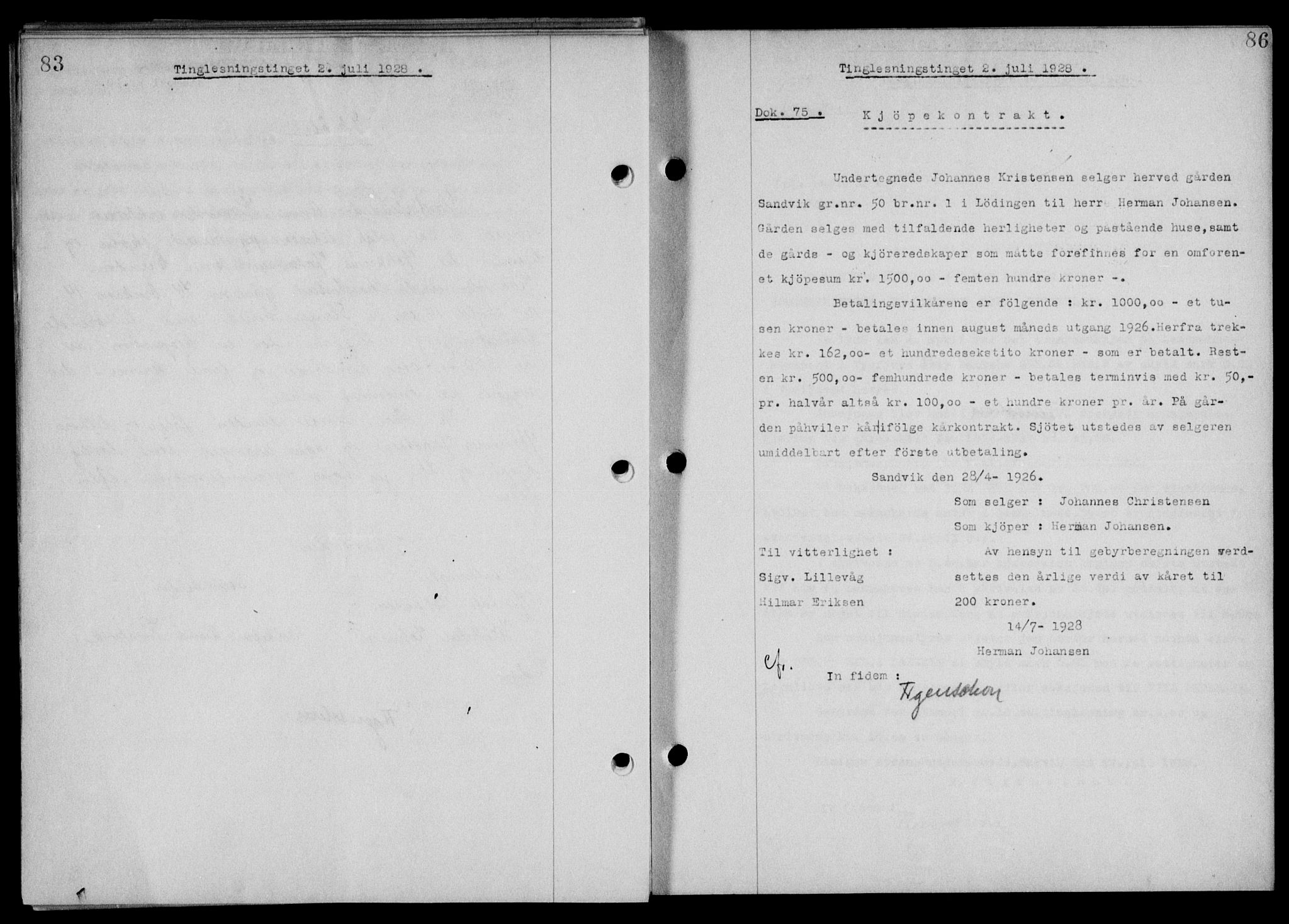 Steigen og Ofoten sorenskriveri, SAT/A-0030/1/2/2C/L0015/0002: Pantebok nr. 16 og 17-I, 1927-1928, Tingl.dato: 02.07.1928
