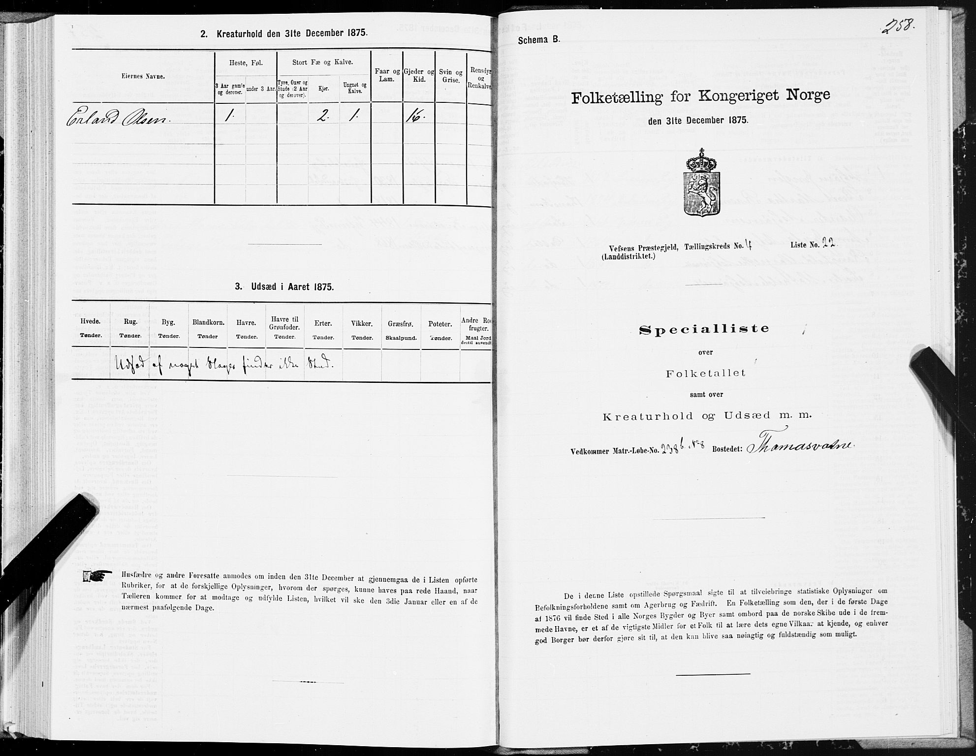 SAT, Folketelling 1875 for 1824L Vefsn prestegjeld, Vefsn sokn, 1875, s. 1258