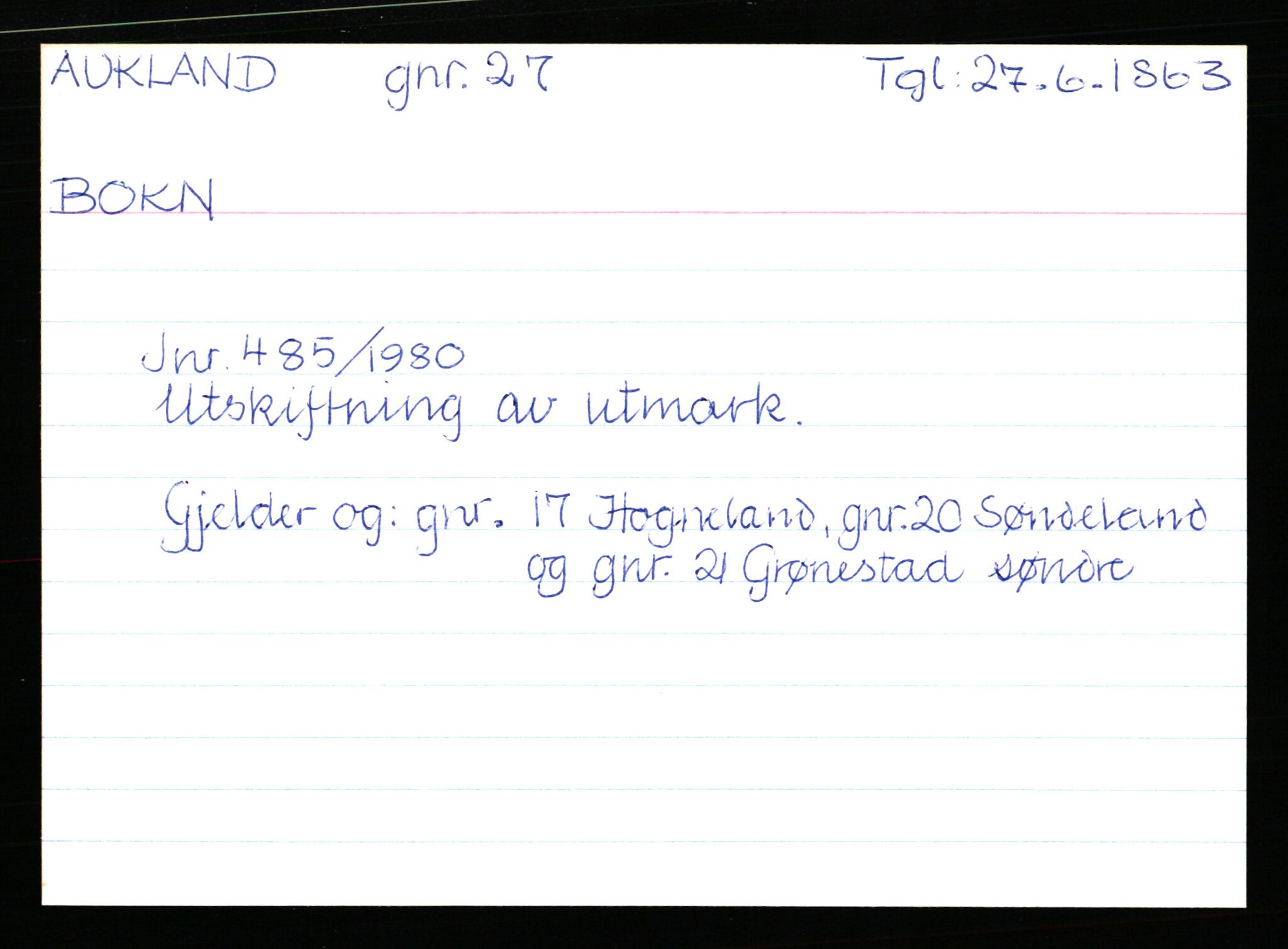 Statsarkivet i Stavanger, AV/SAST-A-101971/03/Y/Yk/L0002: Registerkort sortert etter gårdsnavn: Auglend - Bakkevik, 1750-1930, s. 64