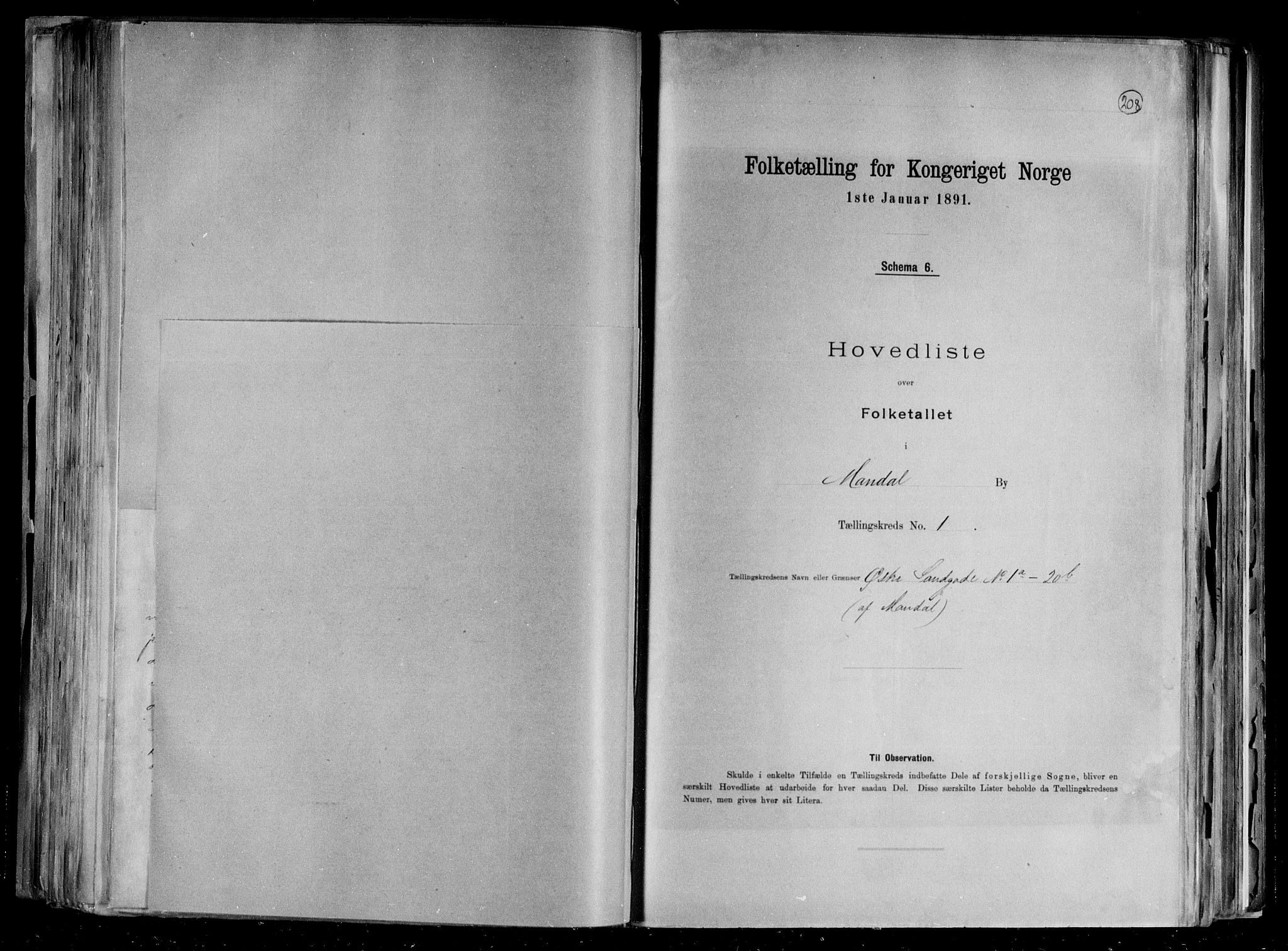 RA, Folketelling 1891 for 1002 Mandal ladested, 1891, s. 6