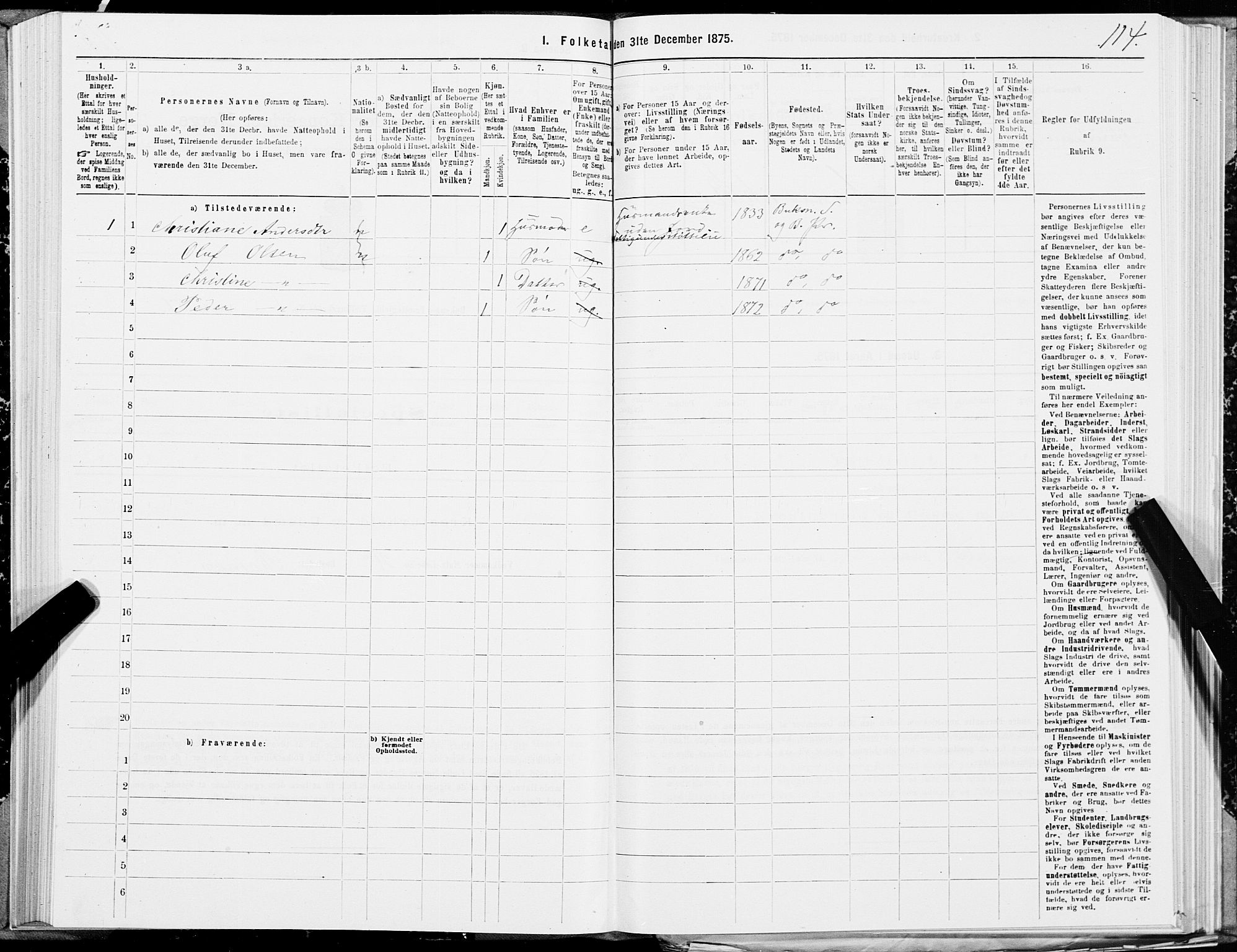 SAT, Folketelling 1875 for 1860P Buksnes prestegjeld, 1875, s. 1114