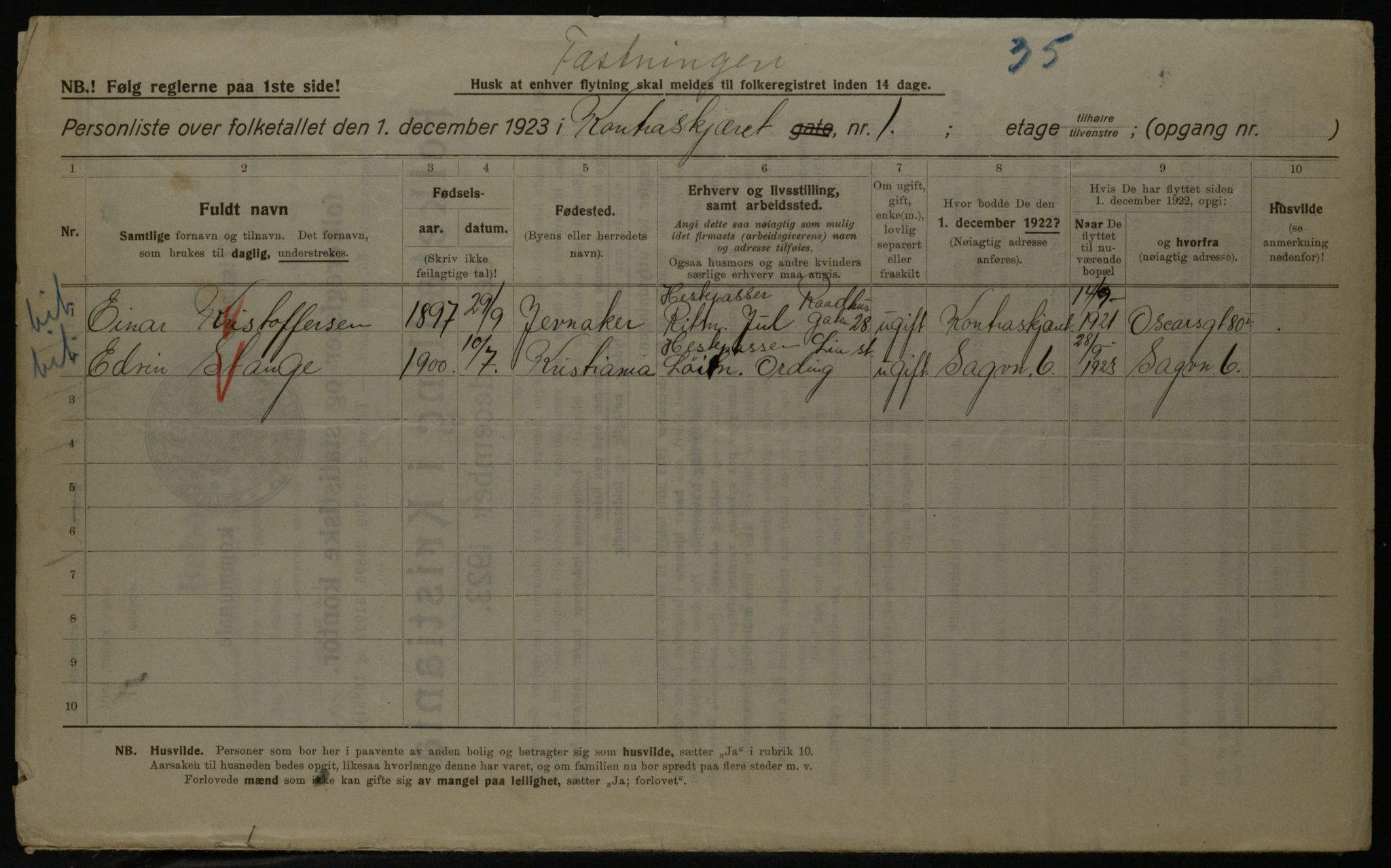 OBA, Kommunal folketelling 1.12.1923 for Kristiania, 1923, s. 27257