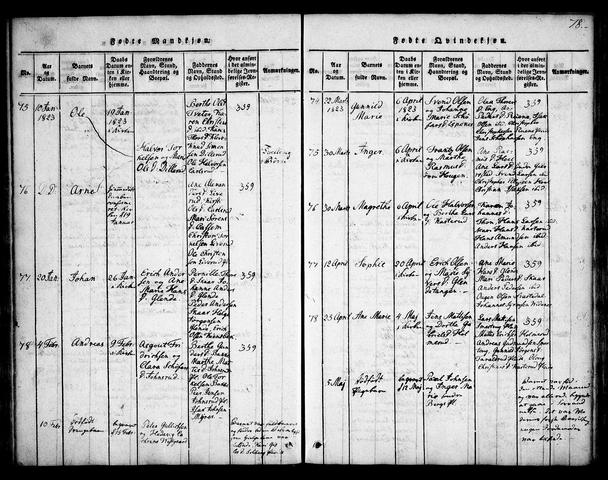 Skiptvet prestekontor Kirkebøker, AV/SAO-A-20009/F/Fa/L0005: Ministerialbok nr. 5, 1814-1838, s. 78