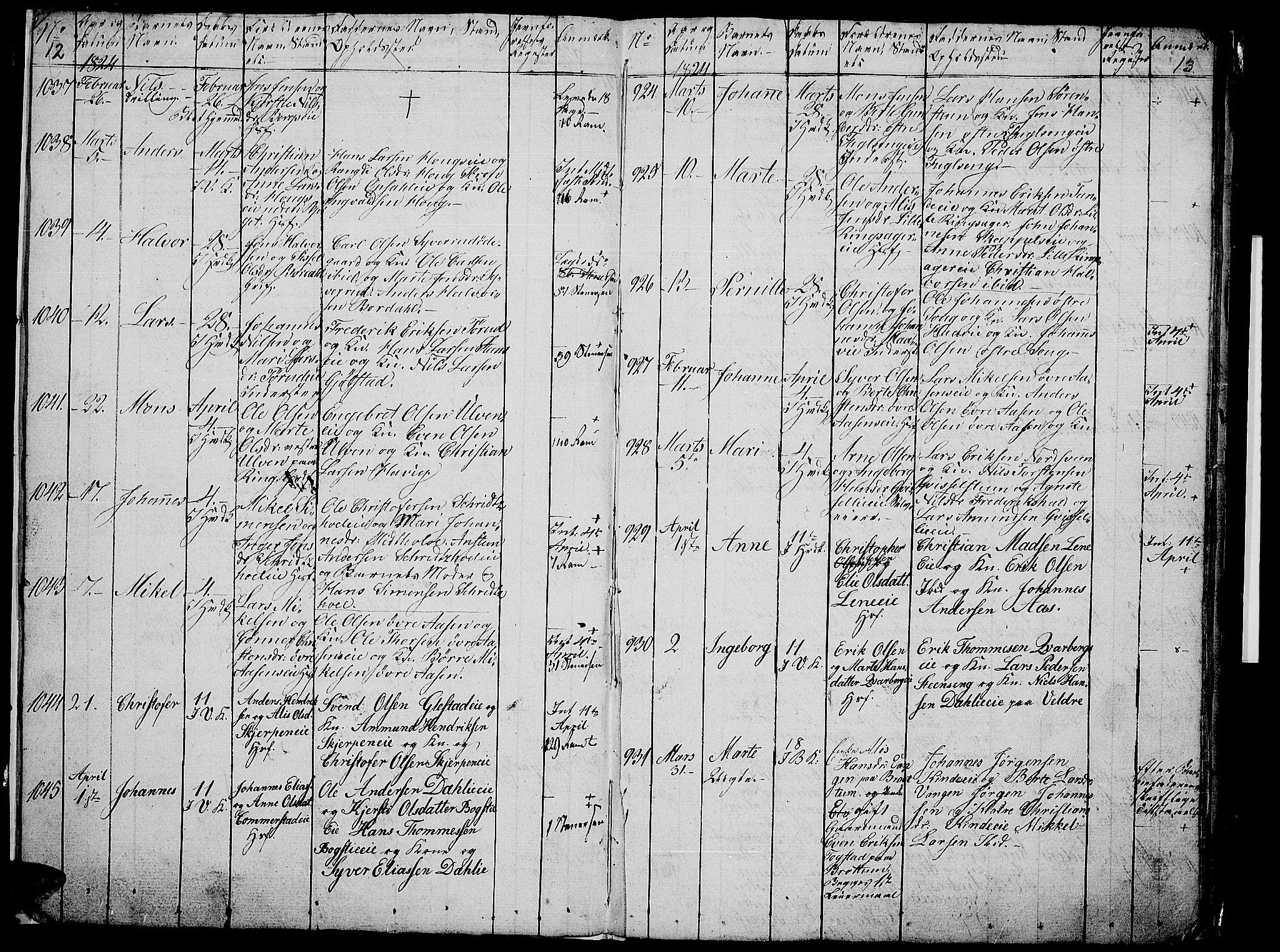 Ringsaker prestekontor, AV/SAH-PREST-014/L/La/L0003: Klokkerbok nr. 3, 1824-1826, s. 12-13