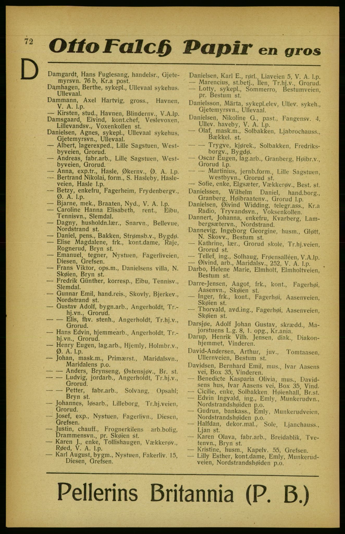 Aker adressebok/adressekalender, PUBL/001/A/002: Akers adressekalender, 1922, s. 72