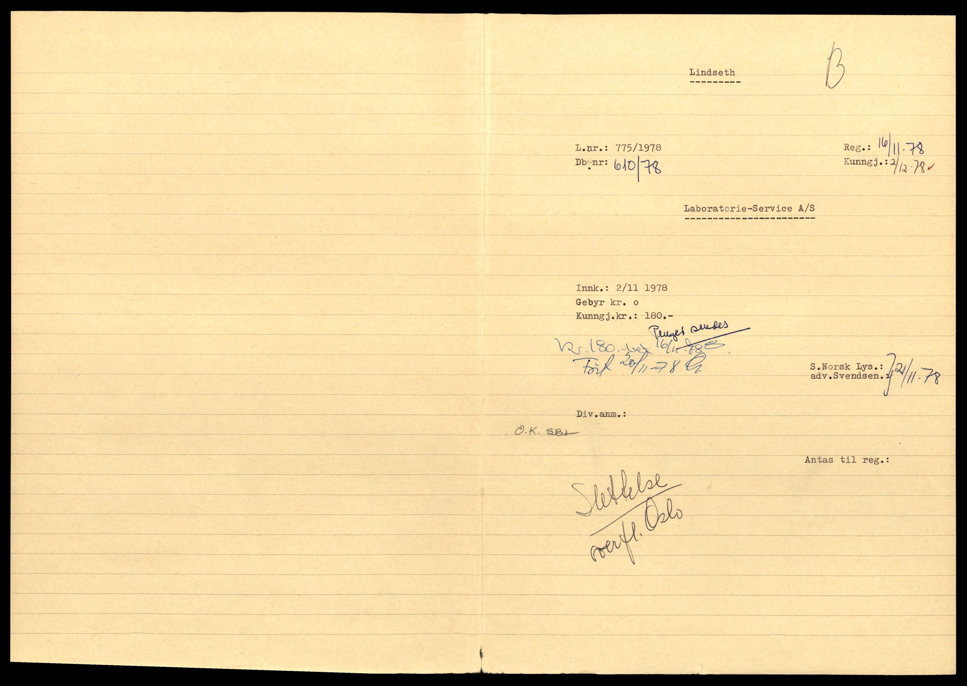 Asker og Bærum tingrett, AV/SAT-A-10379/K/Kb/Kba/L0061: Aksjeselskap, L - P, 1944-1989, s. 1