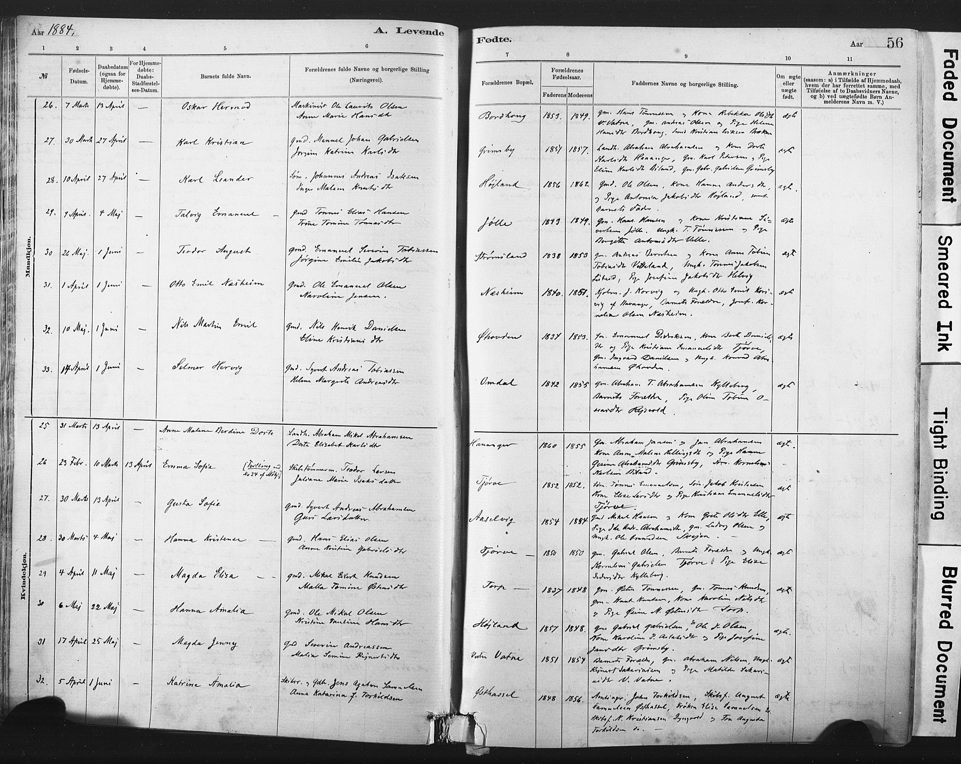 Lista sokneprestkontor, SAK/1111-0027/F/Fa/L0012: Ministerialbok nr. A 12, 1879-1903, s. 56
