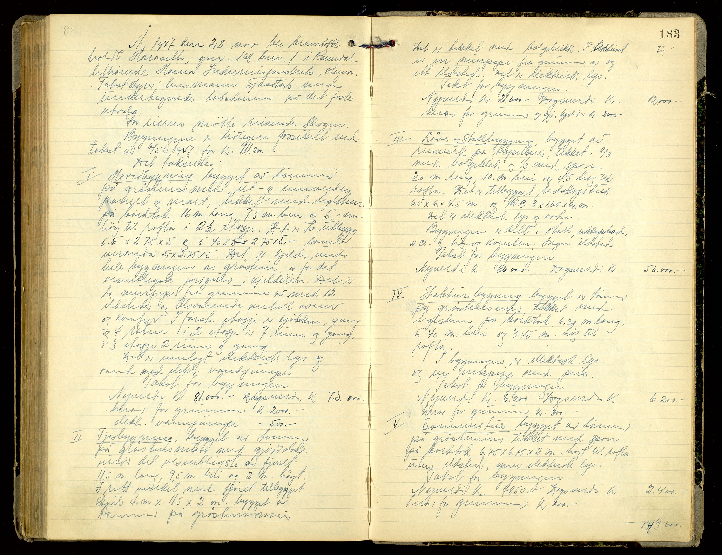 Norges Brannkasse, Romedal, AV/SAH-NBRANR-008/F/L0002: Branntakstprotokoll, 1911-1947, s. 182b-183a