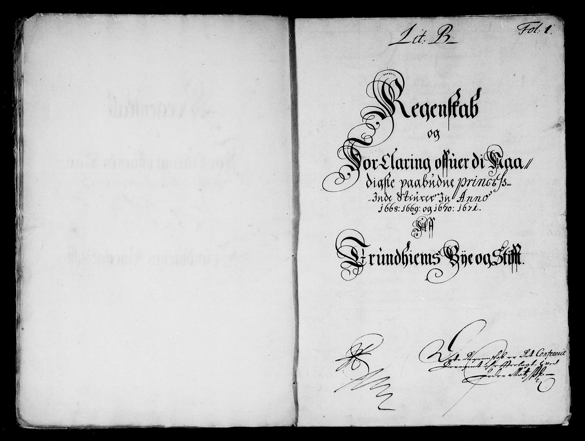 Rentekammeret inntil 1814, Reviderte regnskaper, Stiftamtstueregnskaper, Trondheim stiftamt og Nordland amt, AV/RA-EA-6044/R/Rd/L0034: Trondheim stiftamt, 1664-1671