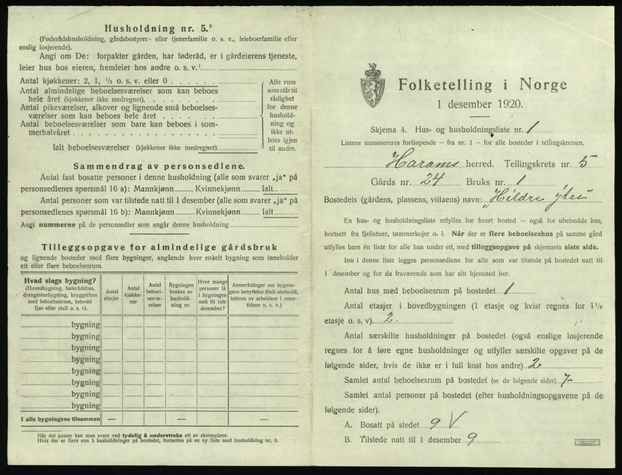 SAT, Folketelling 1920 for 1534 Haram herred, 1920, s. 293