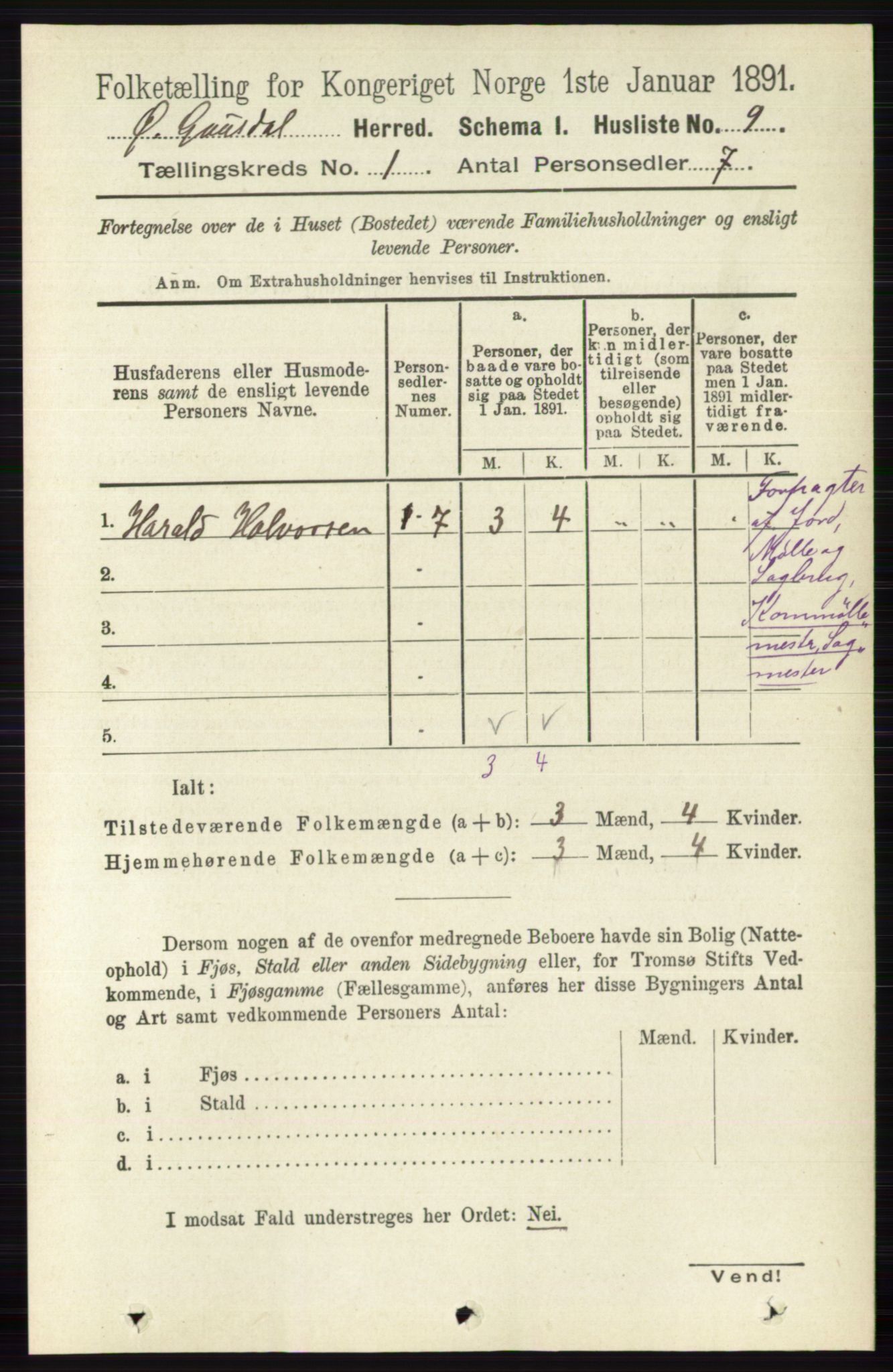 RA, Folketelling 1891 for 0522 Østre Gausdal herred, 1891, s. 30