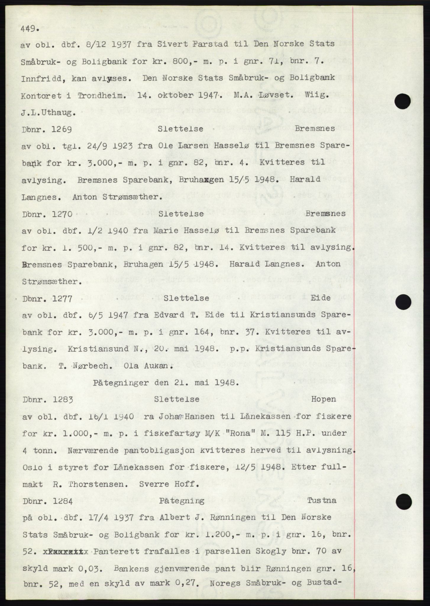 Nordmøre sorenskriveri, AV/SAT-A-4132/1/2/2Ca: Pantebok nr. C82b, 1946-1951, Dagboknr: 1269/1948