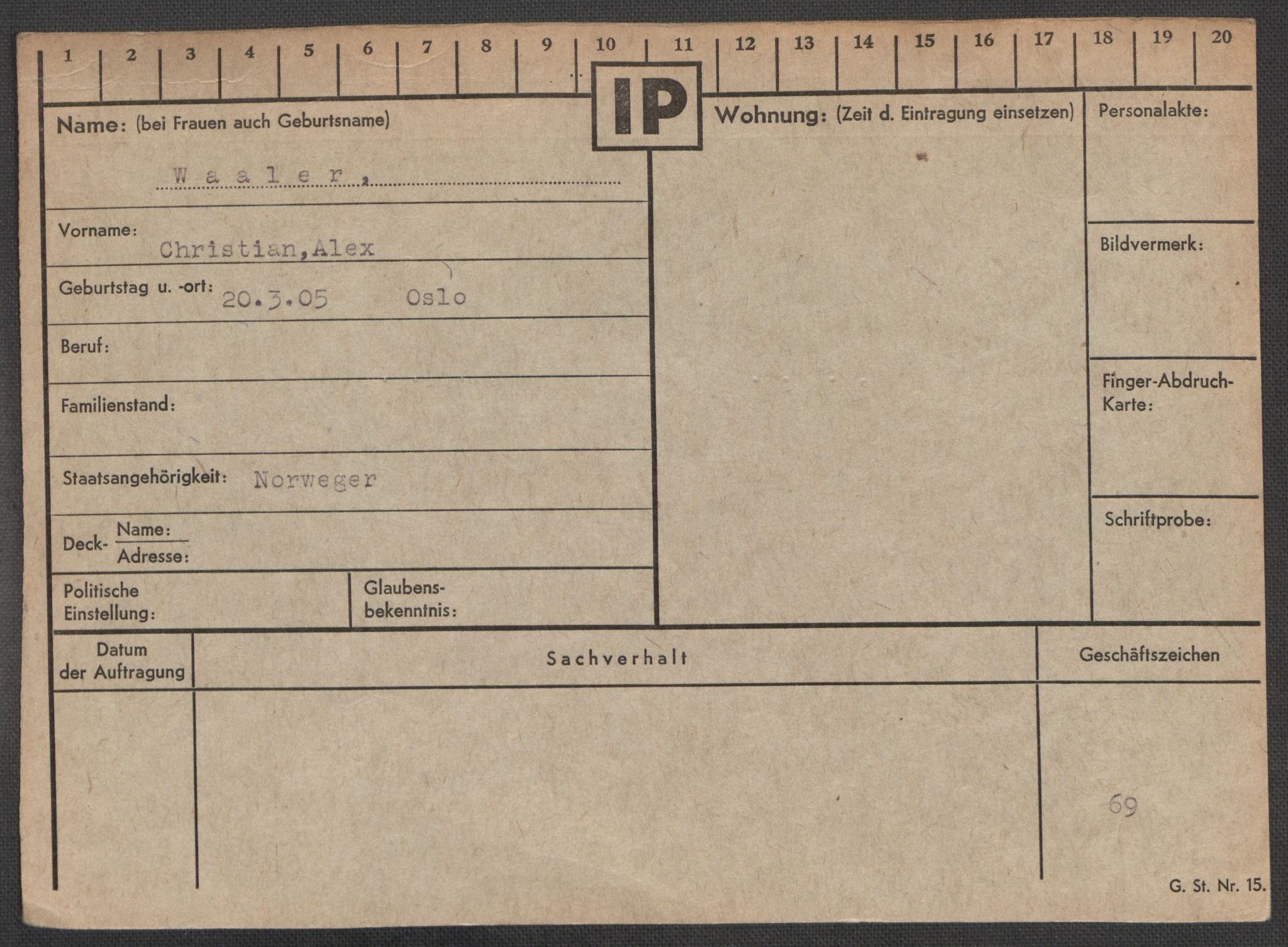 Befehlshaber der Sicherheitspolizei und des SD, AV/RA-RAFA-5969/E/Ea/Eaa/L0010: Register over norske fanger i Møllergata 19: Sø-Å, 1940-1945, s. 1160