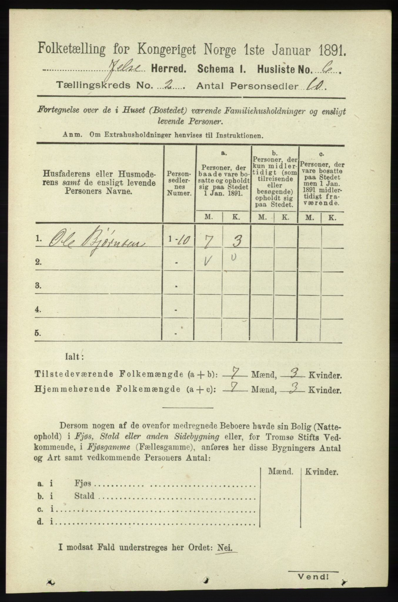 RA, Folketelling 1891 for 1138 Jelsa herred, 1891, s. 232