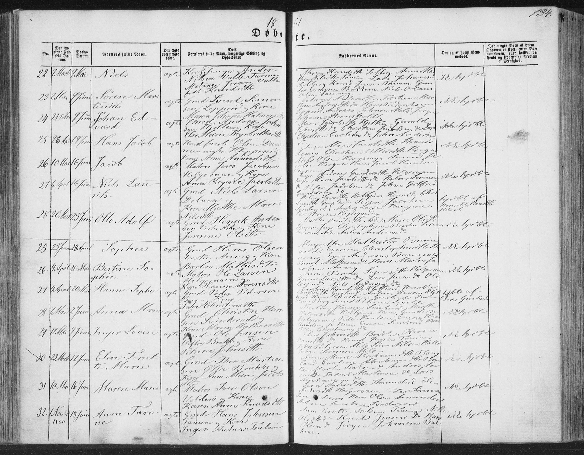 Brunlanes kirkebøker, AV/SAKO-A-342/F/Fa/L0004: Ministerialbok nr. I 4, 1846-1862, s. 134