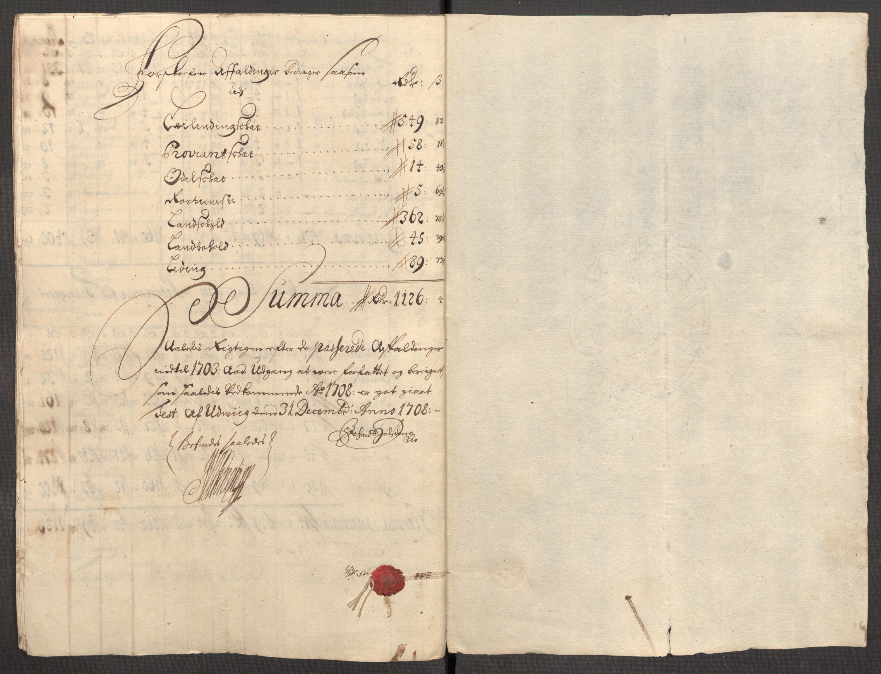 Rentekammeret inntil 1814, Reviderte regnskaper, Fogderegnskap, AV/RA-EA-4092/R63/L4316: Fogderegnskap Inderøy, 1708, s. 252