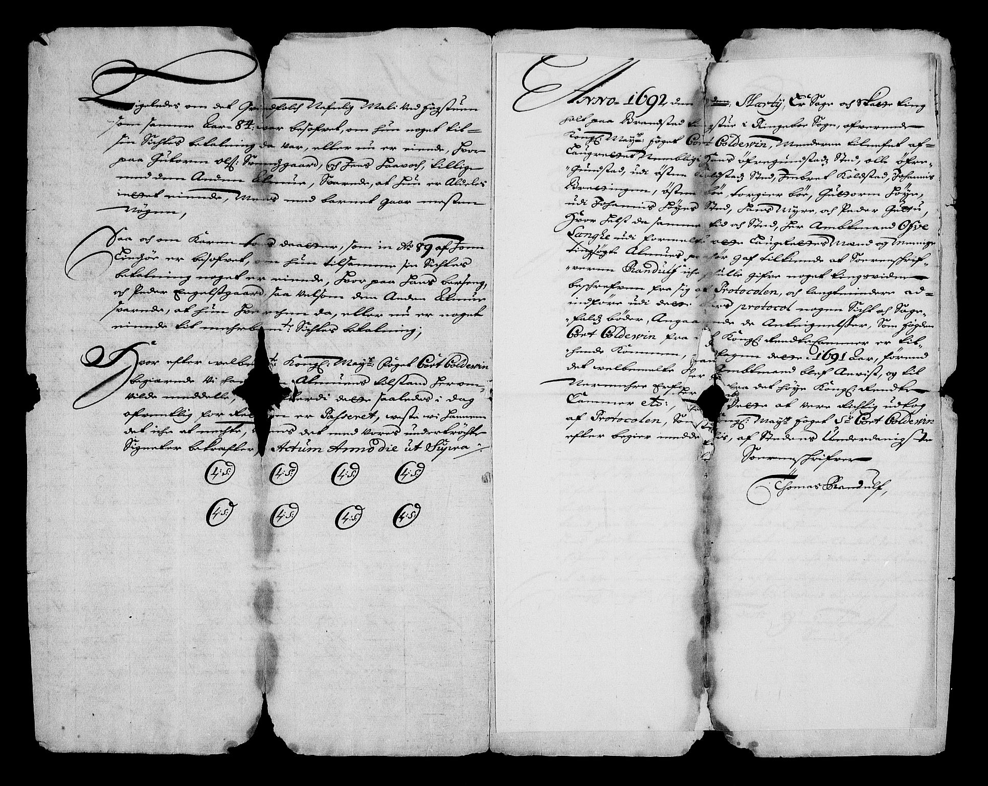 Stattholderembetet 1572-1771, RA/EA-2870/Af/L0004: Avskrifter av vedlegg til originale supplikker, nummerert i samsvar med supplikkbøkene, 1691-1694, s. 176