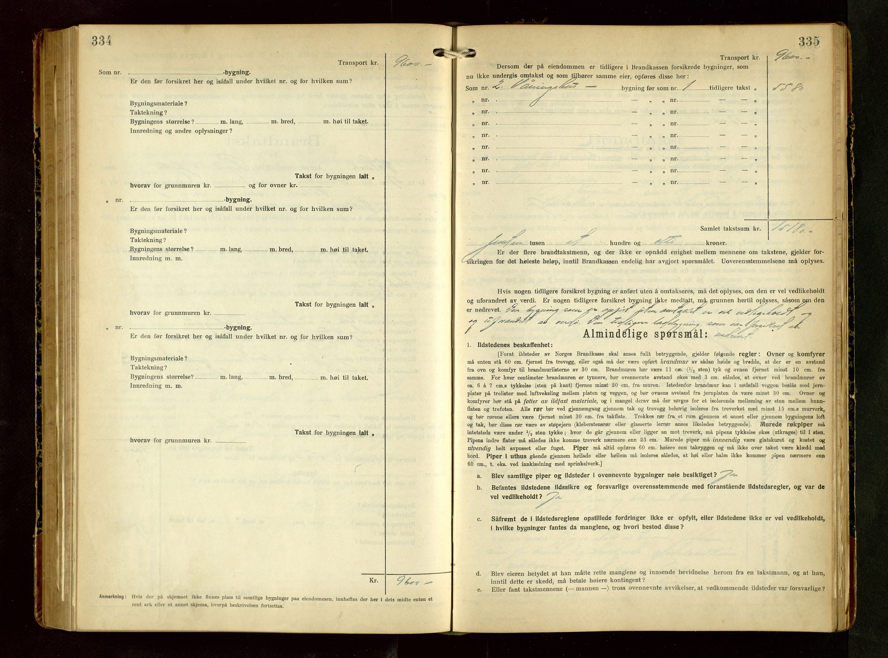Håland lensmannskontor, AV/SAST-A-100100/Gob/L0008: Branntakstprotokoll - skjematakst. Register i boken., 1925-1930, s. 334-335