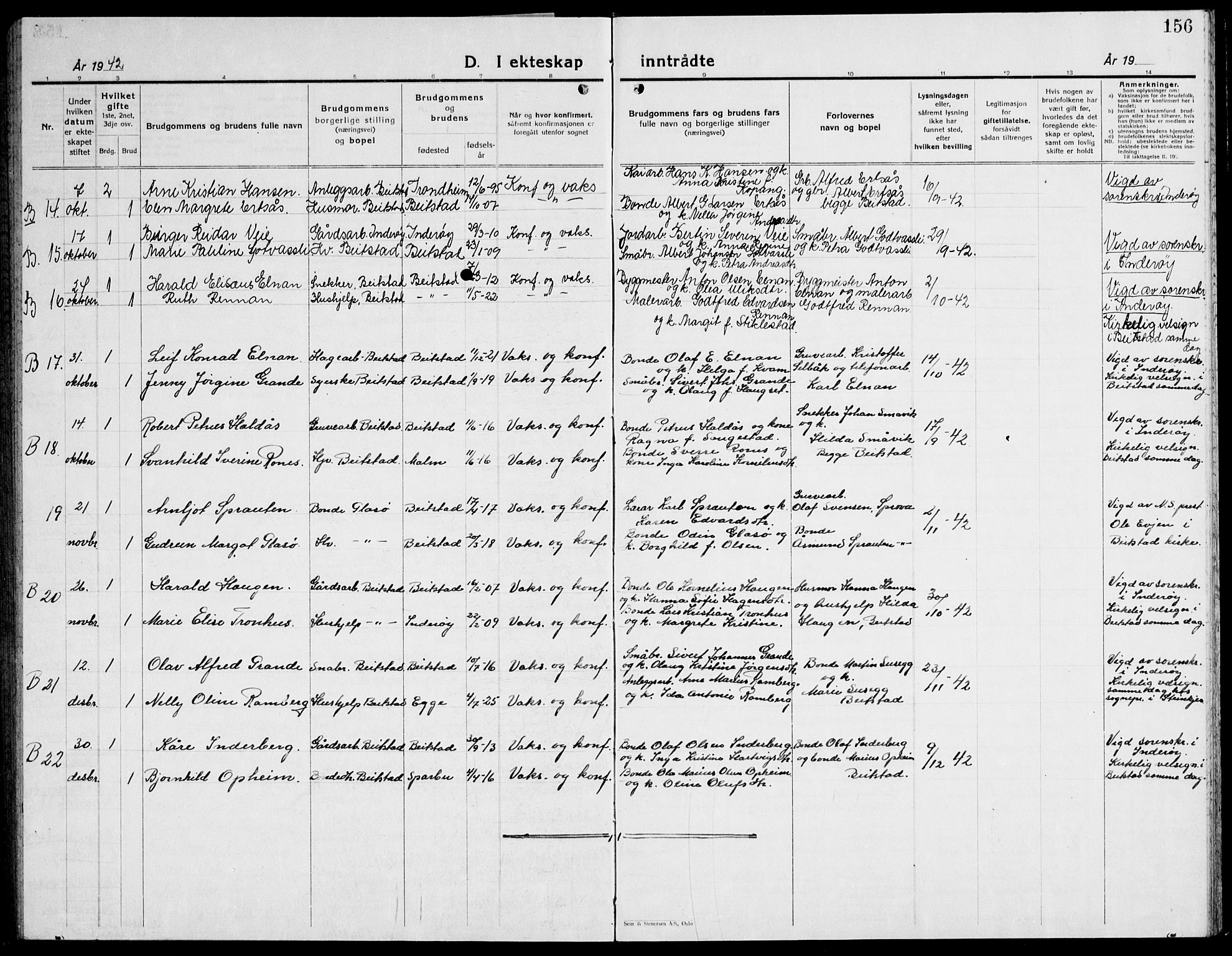 Ministerialprotokoller, klokkerbøker og fødselsregistre - Nord-Trøndelag, AV/SAT-A-1458/741/L0403: Klokkerbok nr. 741C04, 1925-1944, s. 156