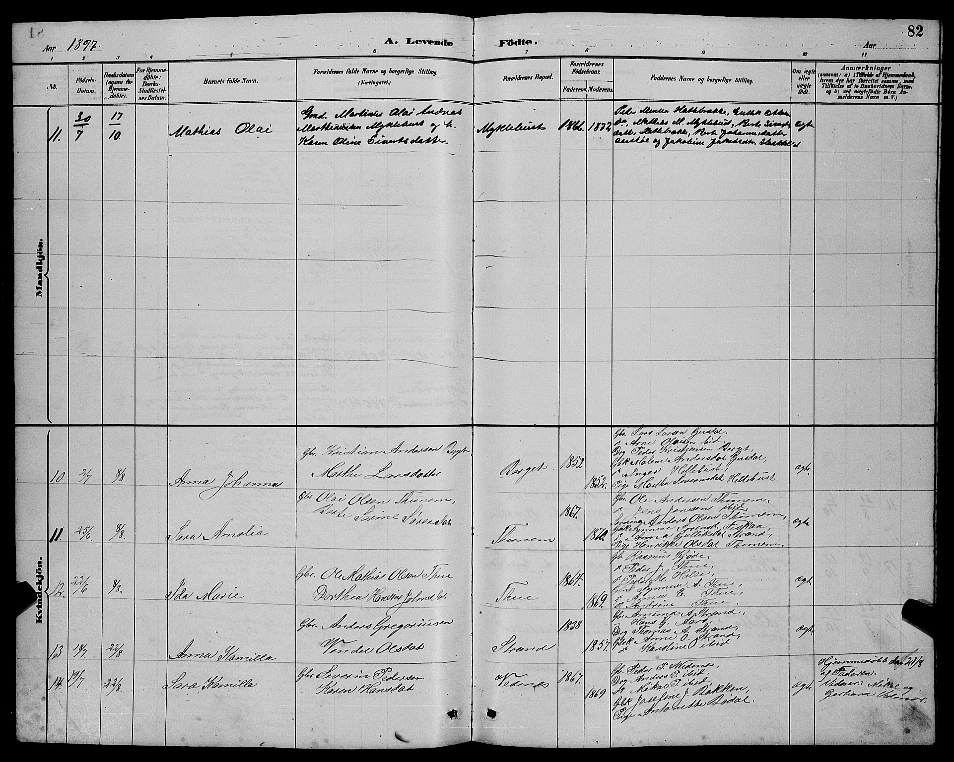 Ministerialprotokoller, klokkerbøker og fødselsregistre - Møre og Romsdal, AV/SAT-A-1454/501/L0017: Klokkerbok nr. 501C03, 1885-1901, s. 82