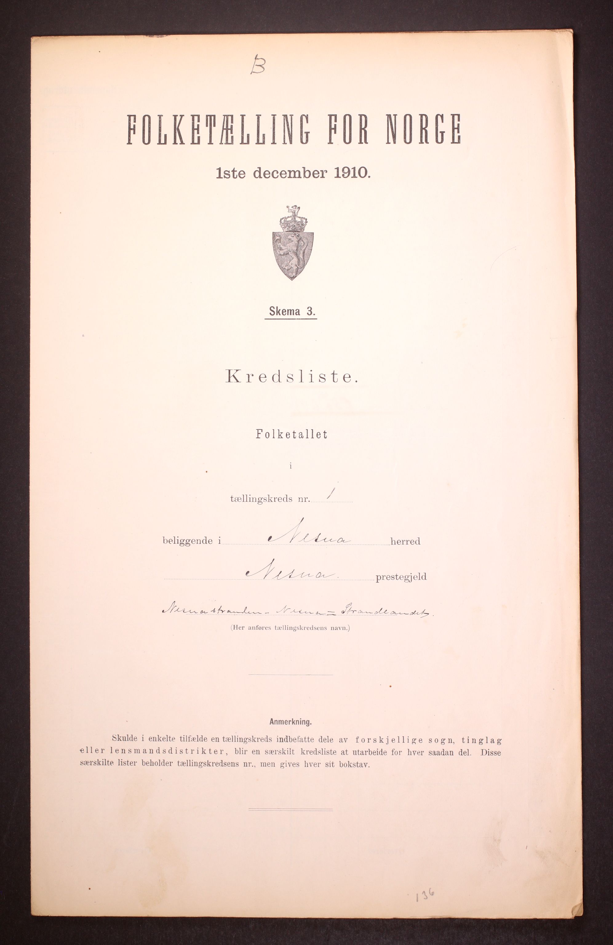 RA, Folketelling 1910 for 1828 Nesna herred, 1910, s. 4