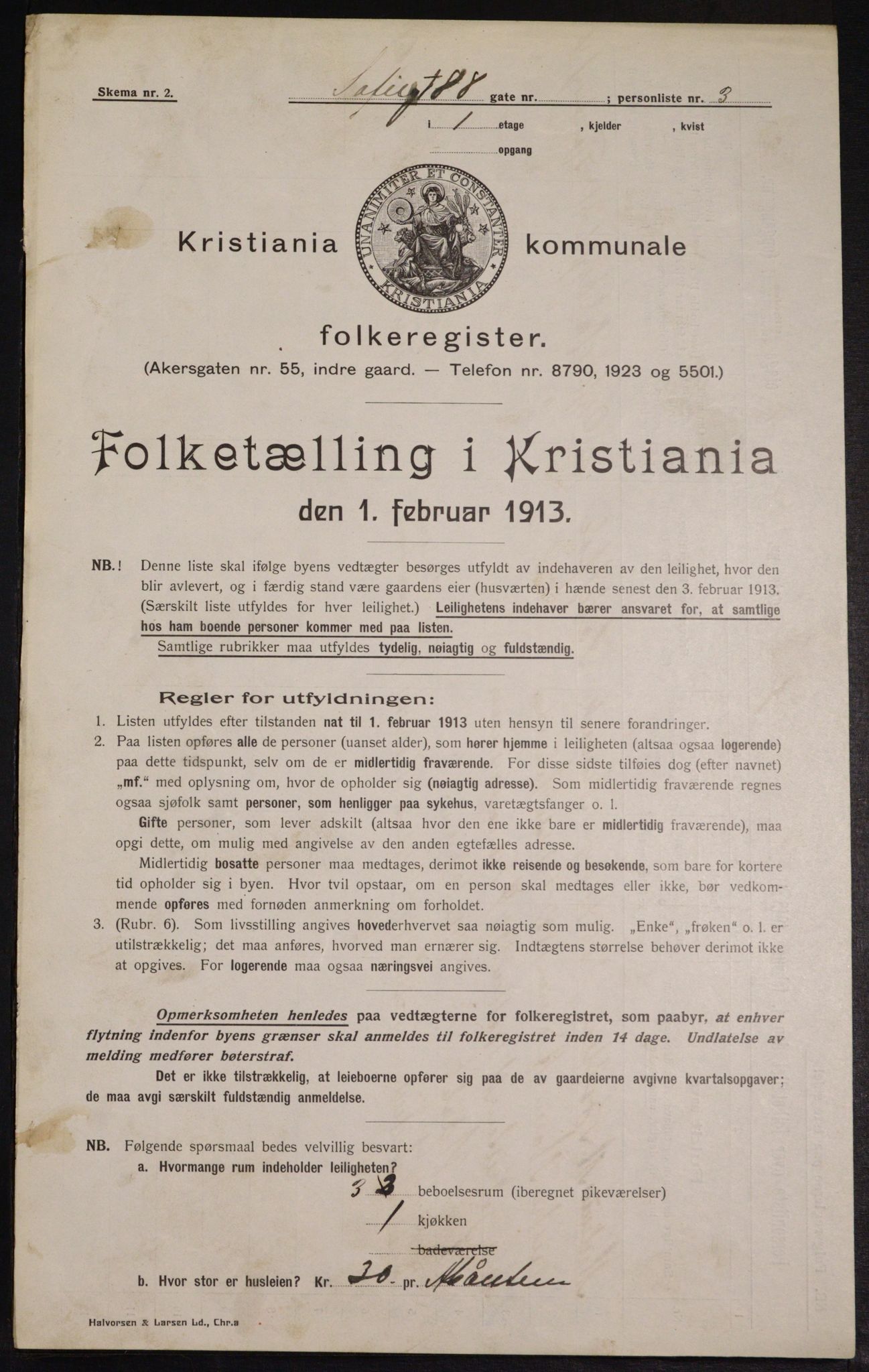 OBA, Kommunal folketelling 1.2.1913 for Kristiania, 1913, s. 99352