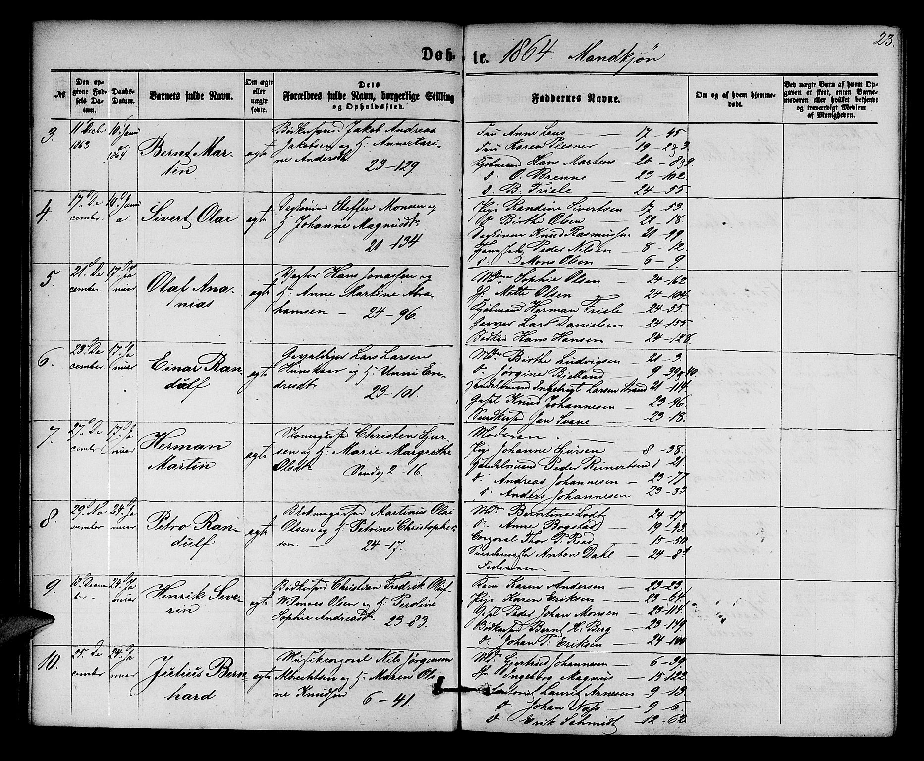 Korskirken sokneprestembete, AV/SAB-A-76101/H/Hab: Klokkerbok nr. B 5, 1863-1868, s. 23