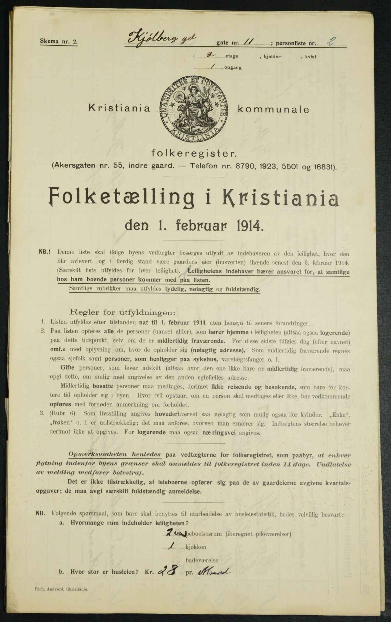 OBA, Kommunal folketelling 1.2.1914 for Kristiania, 1914, s. 51456