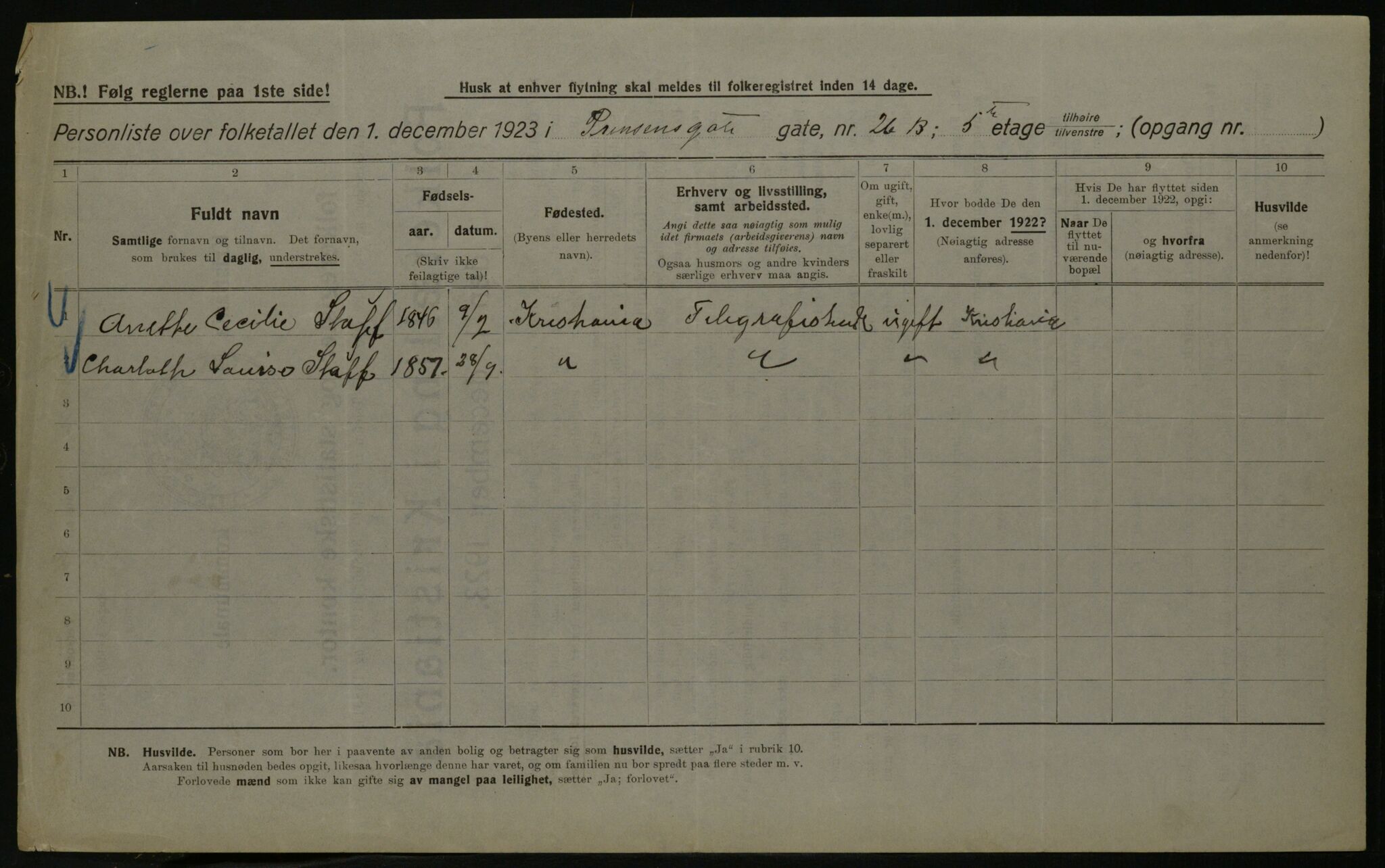 OBA, Kommunal folketelling 1.12.1923 for Kristiania, 1923, s. 90087