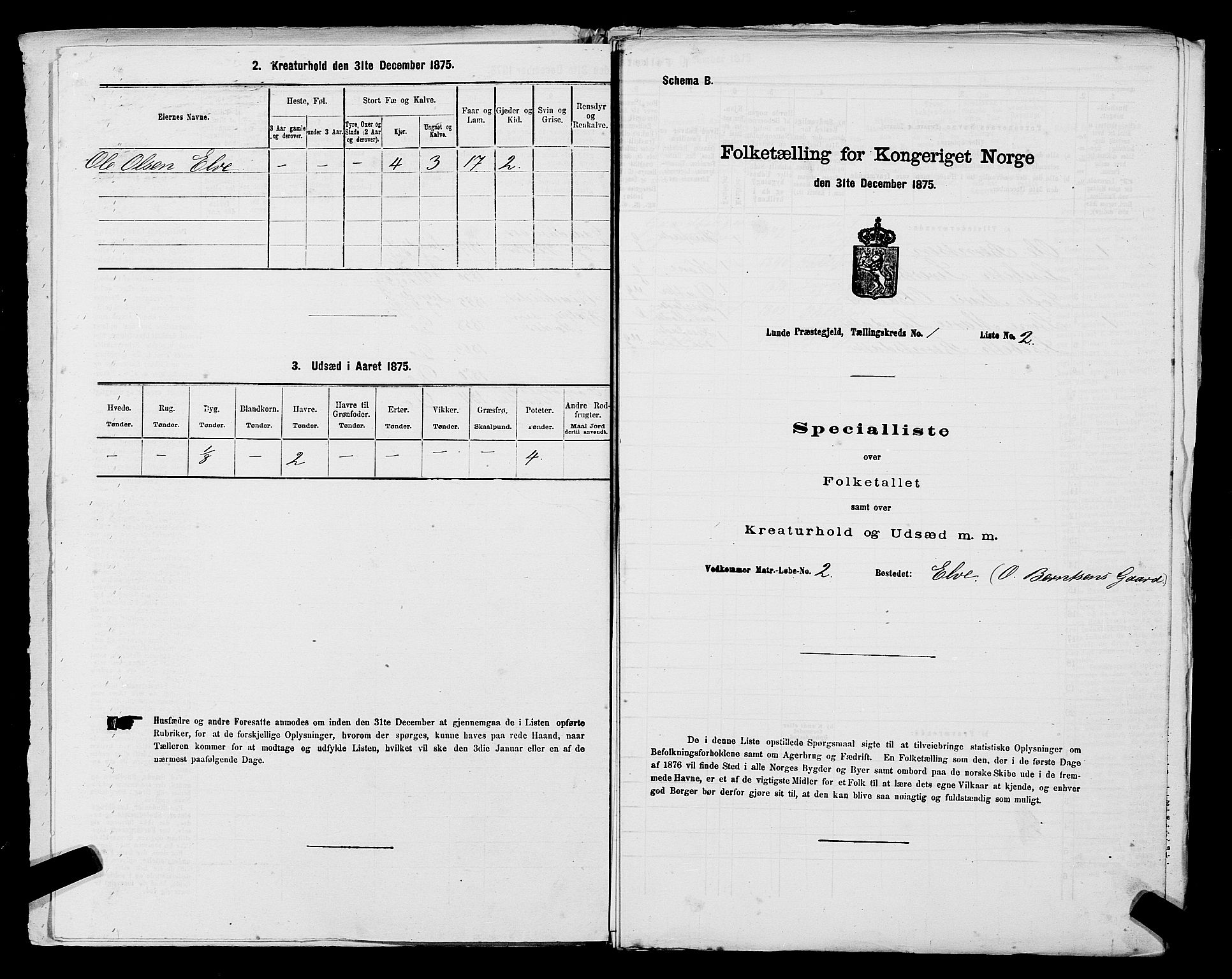 SAST, Folketelling 1875 for 1112P Lund prestegjeld, 1875, s. 52