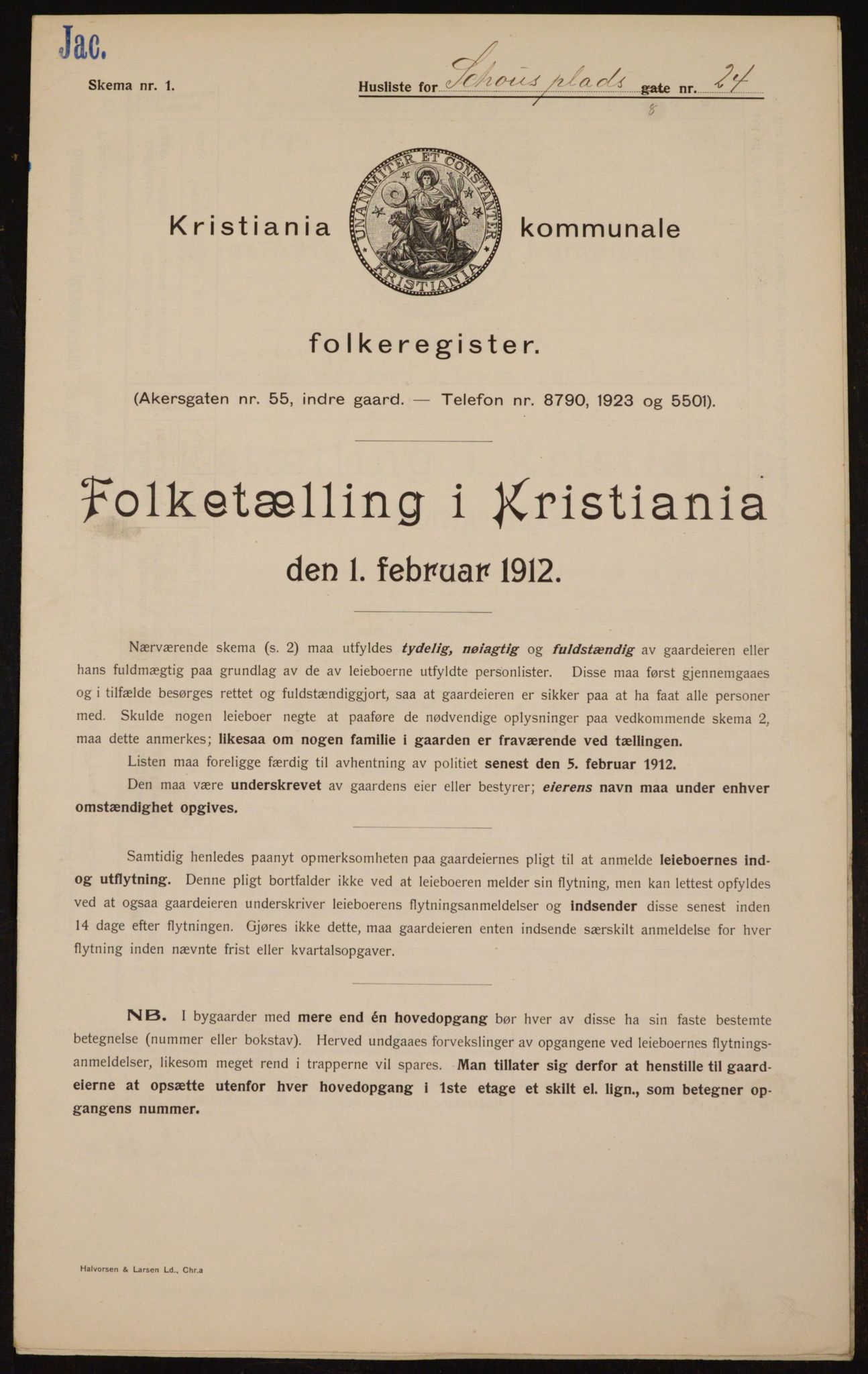 OBA, Kommunal folketelling 1.2.1912 for Kristiania, 1912, s. 90728