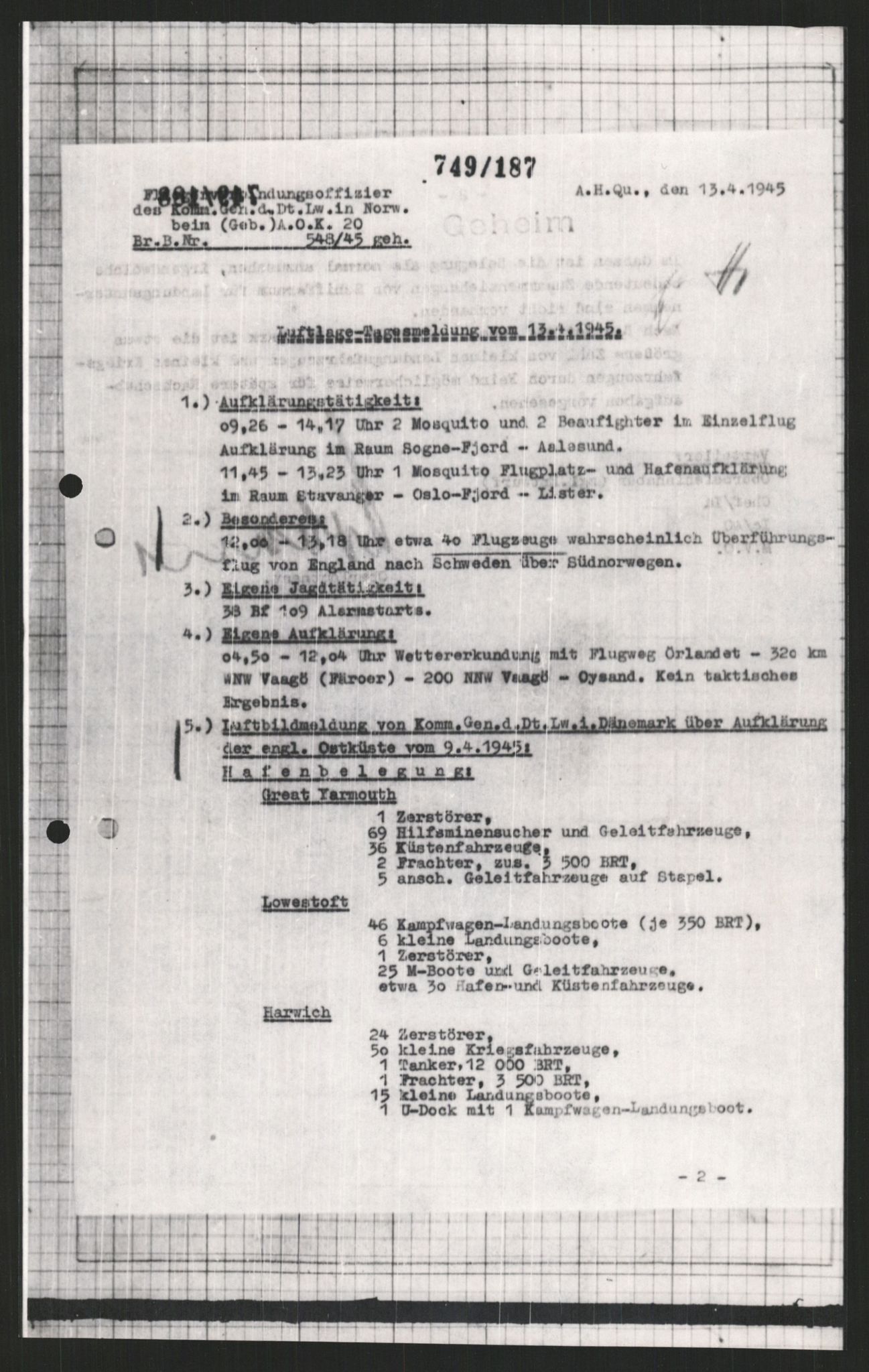 Forsvarets Overkommando. 2 kontor. Arkiv 11.4. Spredte tyske arkivsaker, AV/RA-RAFA-7031/D/Dar/Dara/L0009: Krigsdagbøker for 20. Gebirgs-Armee-Oberkommando (AOK 20), 1940-1945, s. 232