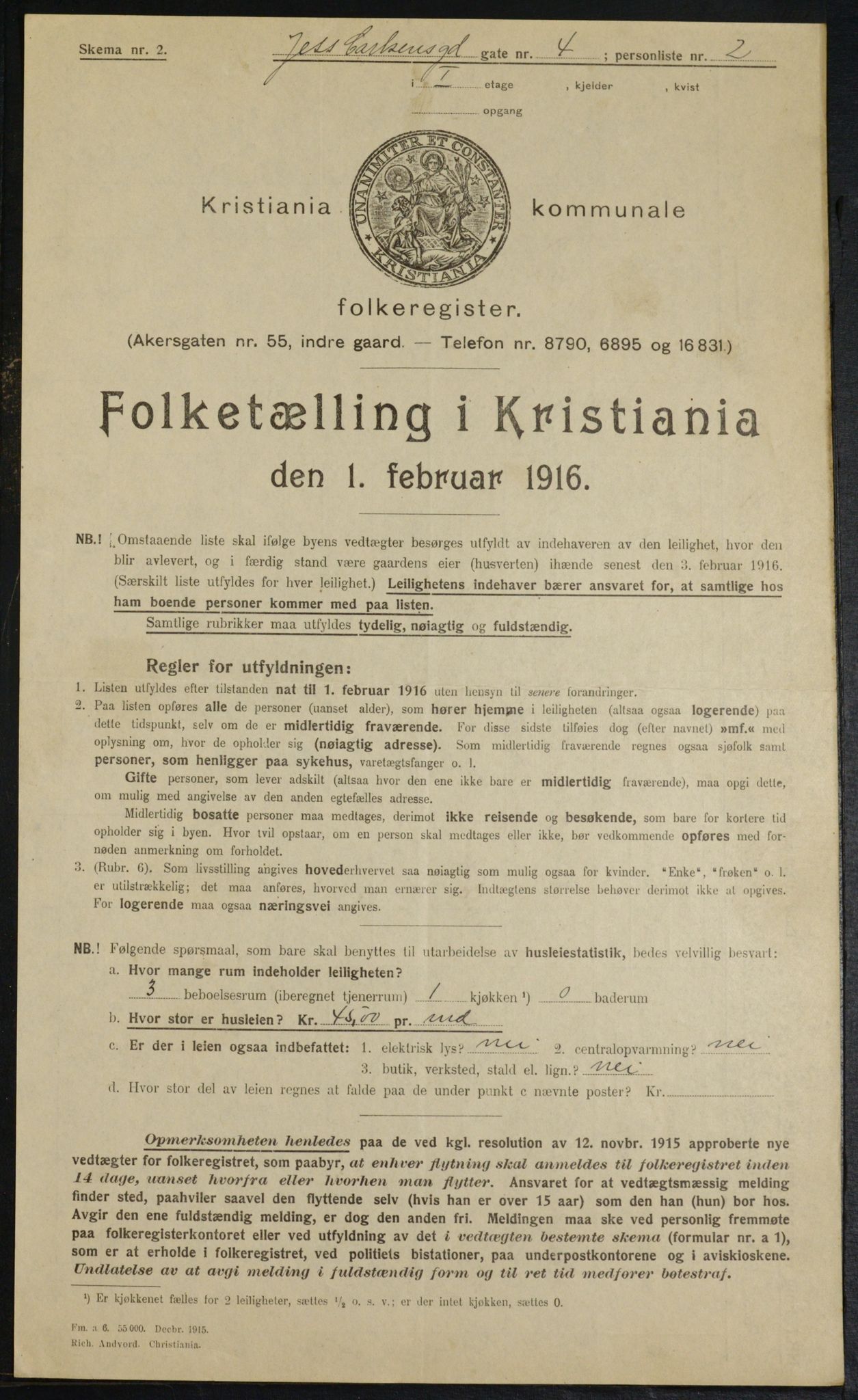 OBA, Kommunal folketelling 1.2.1916 for Kristiania, 1916, s. 48094