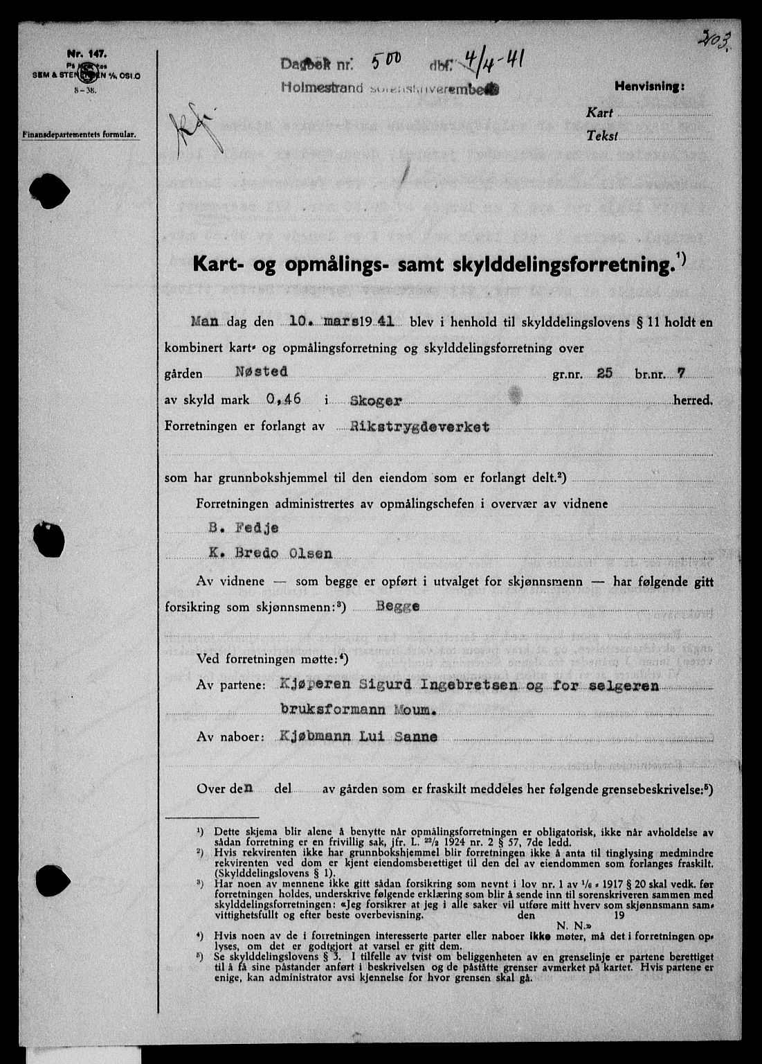 Holmestrand sorenskriveri, SAKO/A-67/G/Ga/Gaa/L0053: Pantebok nr. A-53, 1941-1941, Dagboknr: 500/1941
