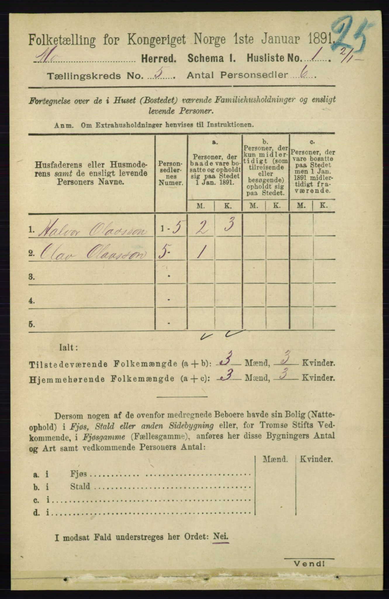 RA, Folketelling 1891 for 0832 Mo herred, 1891, s. 1254