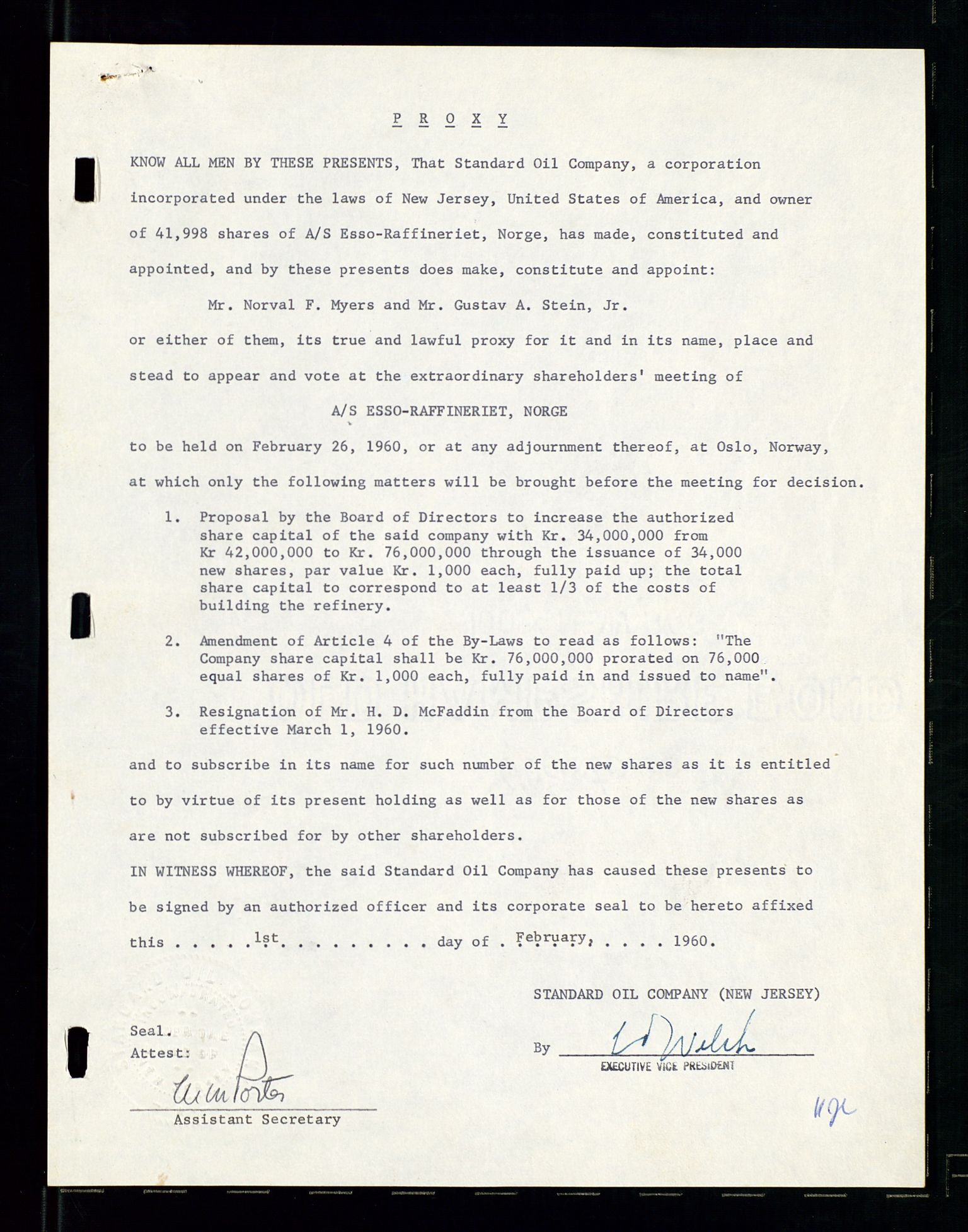 PA 1537 - A/S Essoraffineriet Norge, AV/SAST-A-101957/A/Aa/L0001/0002: Styremøter / Shareholder meetings, board meetings, by laws (vedtekter), 1957-1960, s. 40