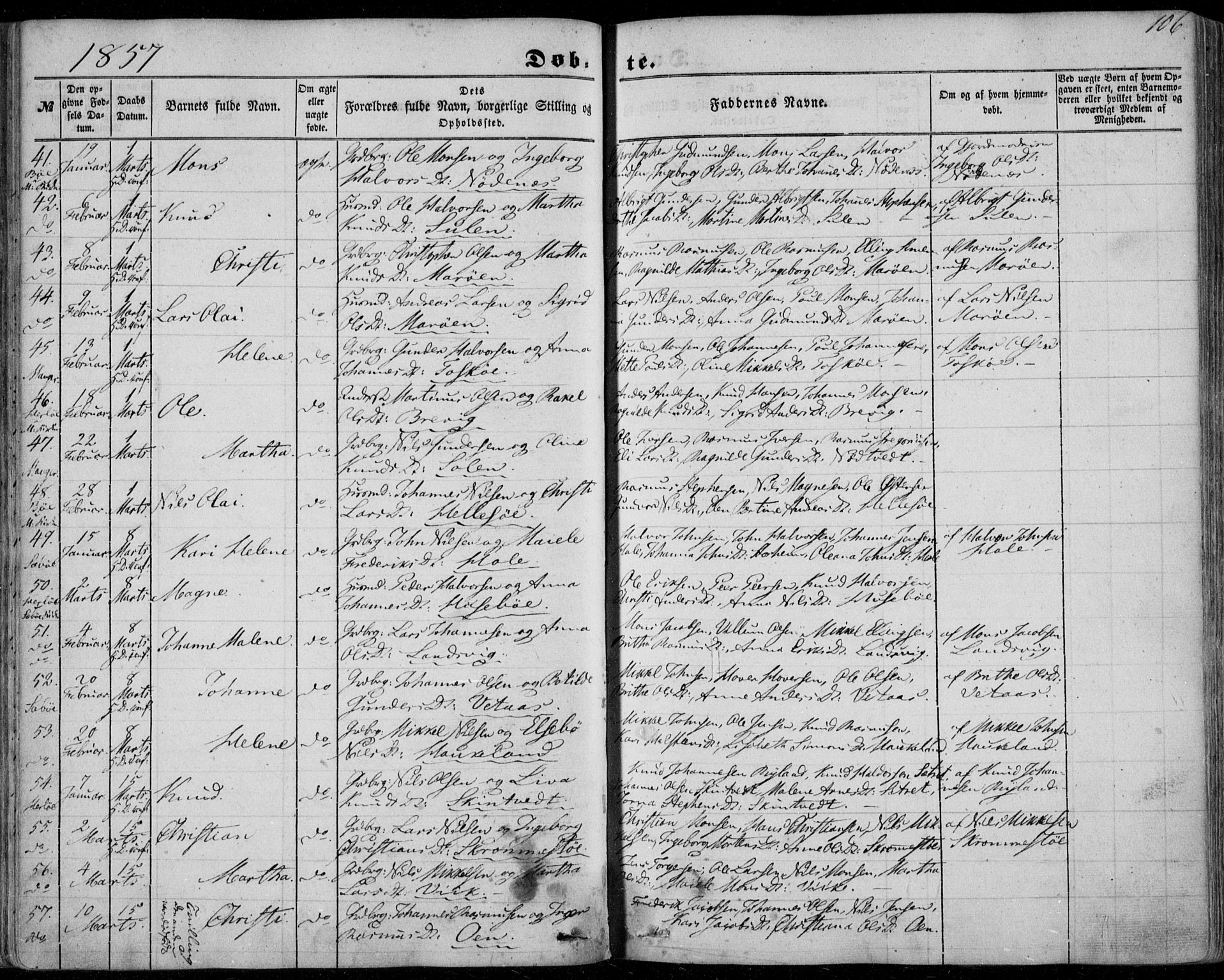 Manger sokneprestembete, AV/SAB-A-76801/H/Haa: Ministerialbok nr. A 6, 1849-1859, s. 106