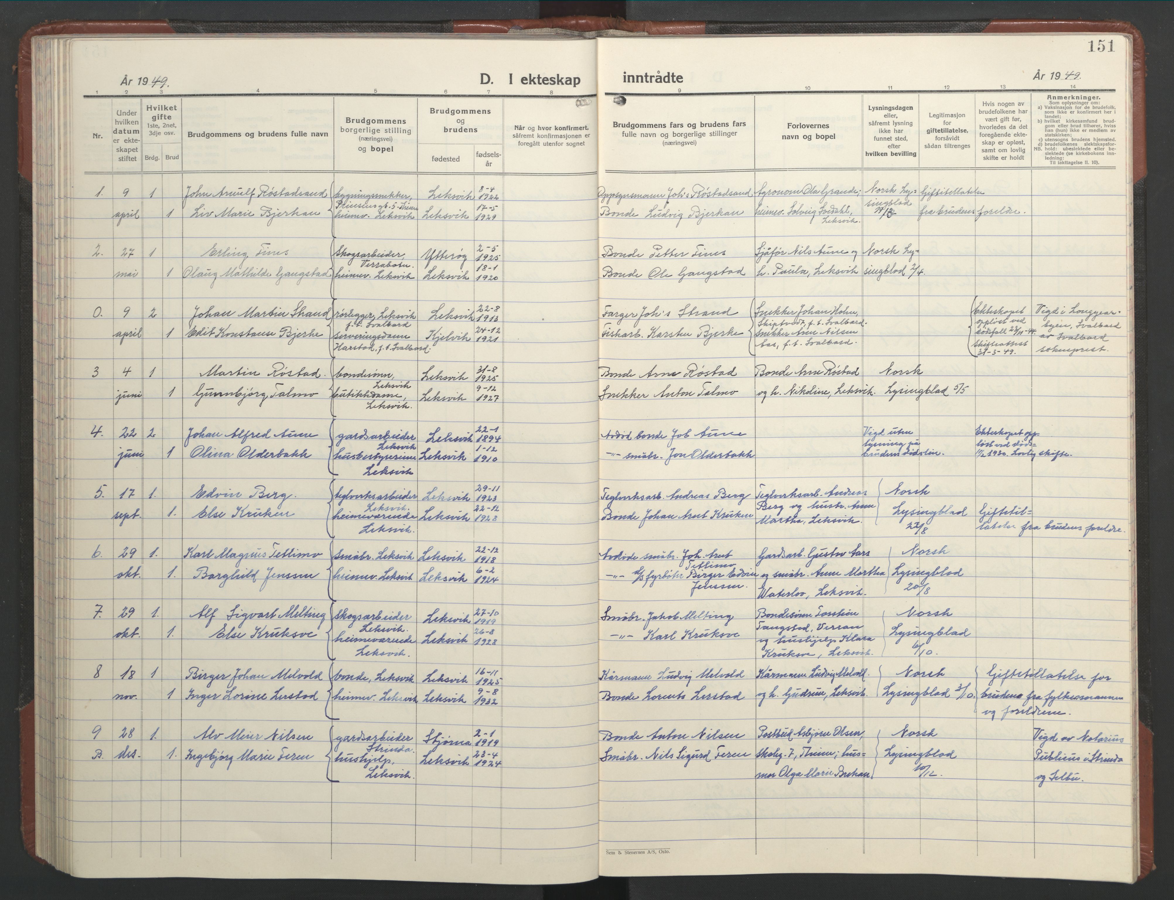 Ministerialprotokoller, klokkerbøker og fødselsregistre - Nord-Trøndelag, SAT/A-1458/701/L0019: Klokkerbok nr. 701C03, 1930-1953, s. 151